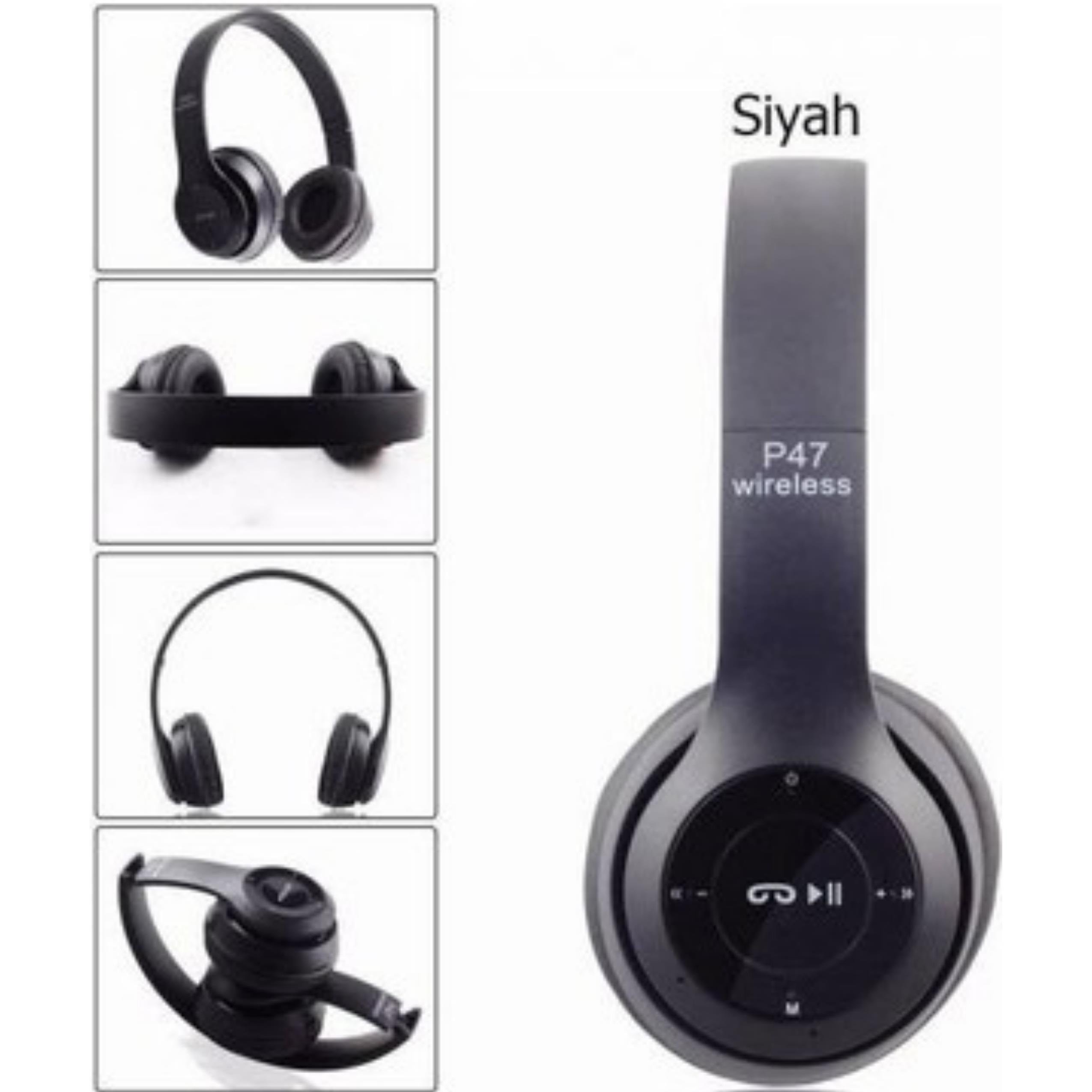 P47 Siyah Kulak Üstü Kablosuz Bluetooth Kulaklık