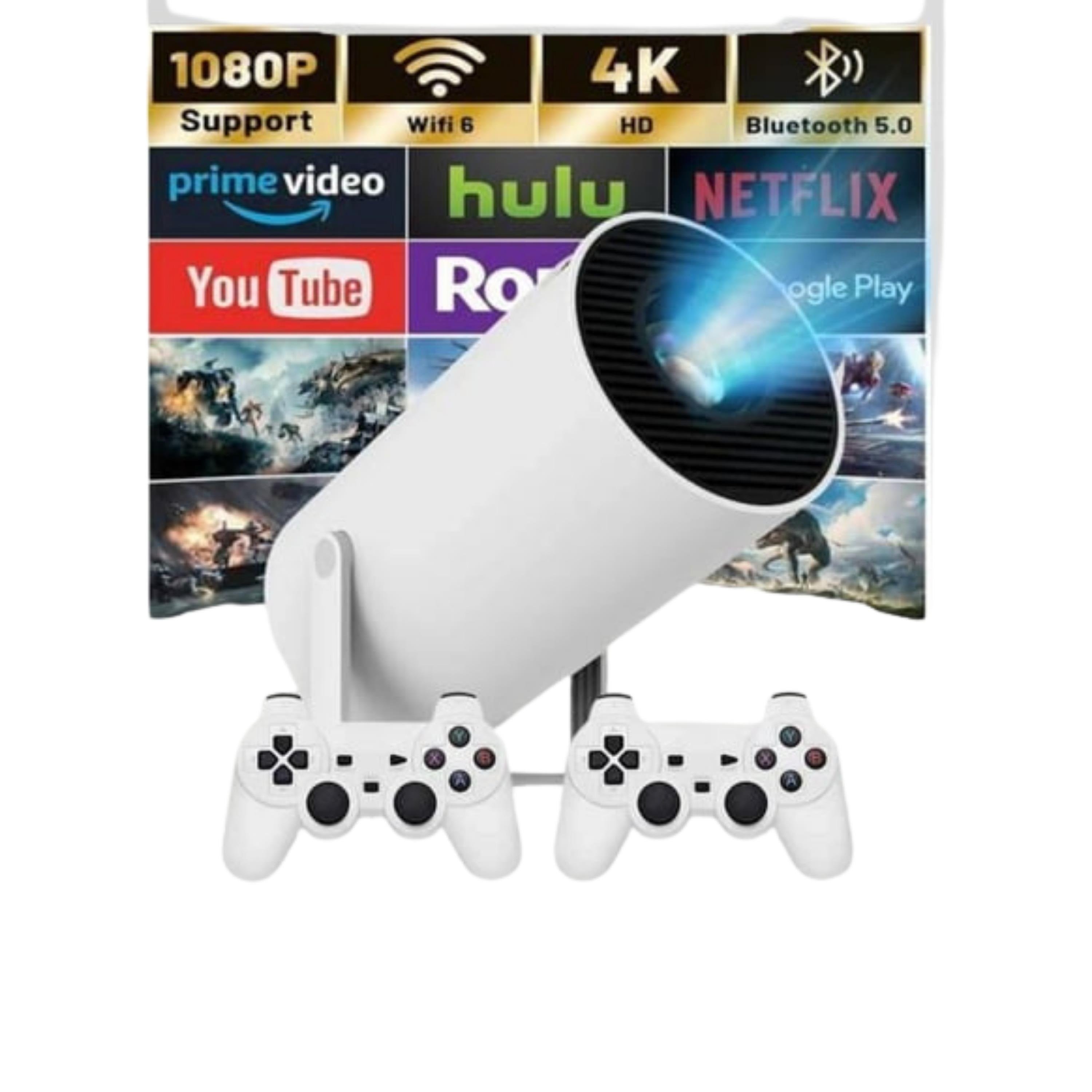 Beyaz MX 300 Android Boru Projektör Cihazı Taşınabilir Ayaklı Çift Kollu Video Oyun Konsolu Sinema Projeksiyon Cihazı