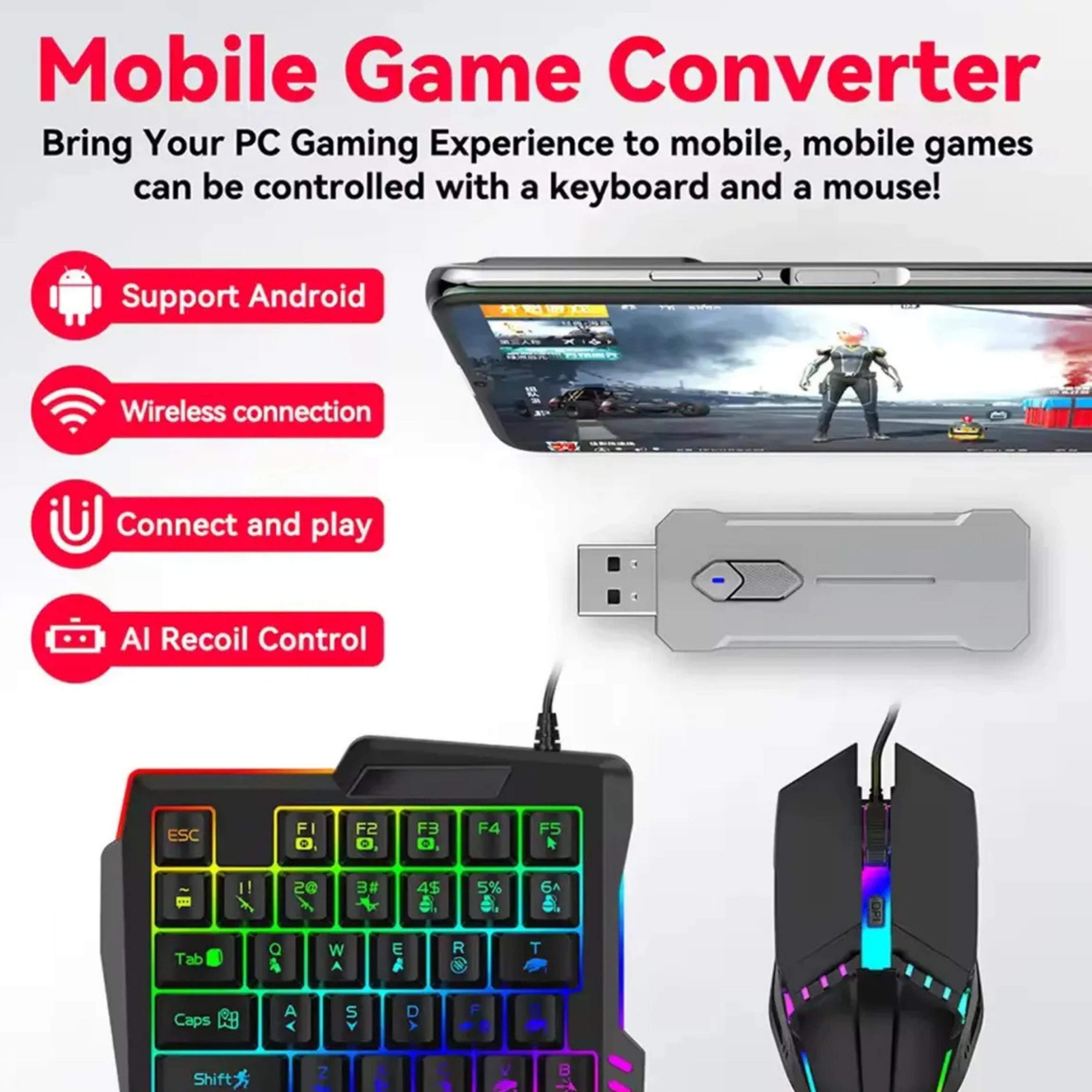 Pubg Mobil Oyun Kiti 5 In 1 Klavye Mouse Dönüştürücü Set