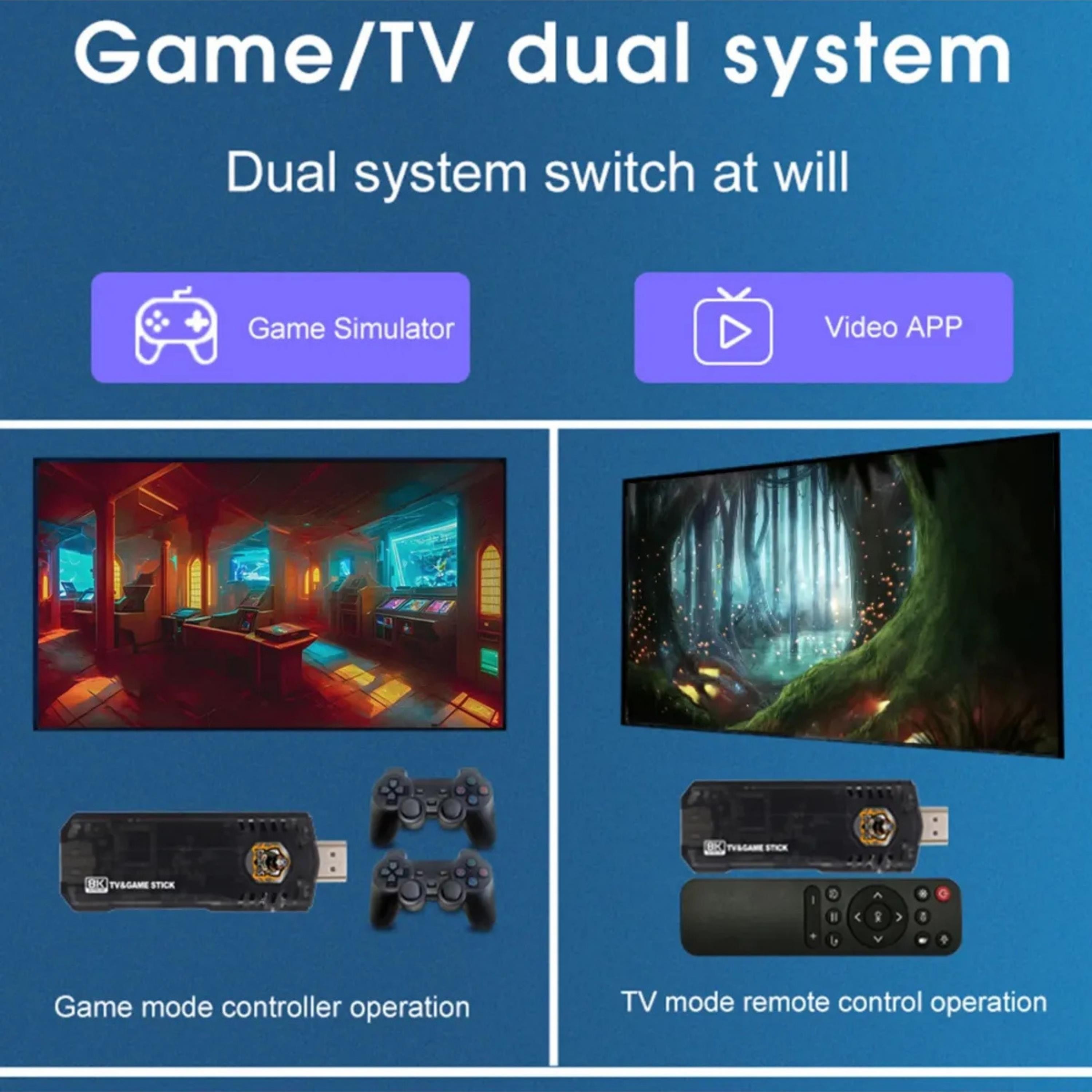 Game Box 5G Android TV + Game Siyah İki Kollu