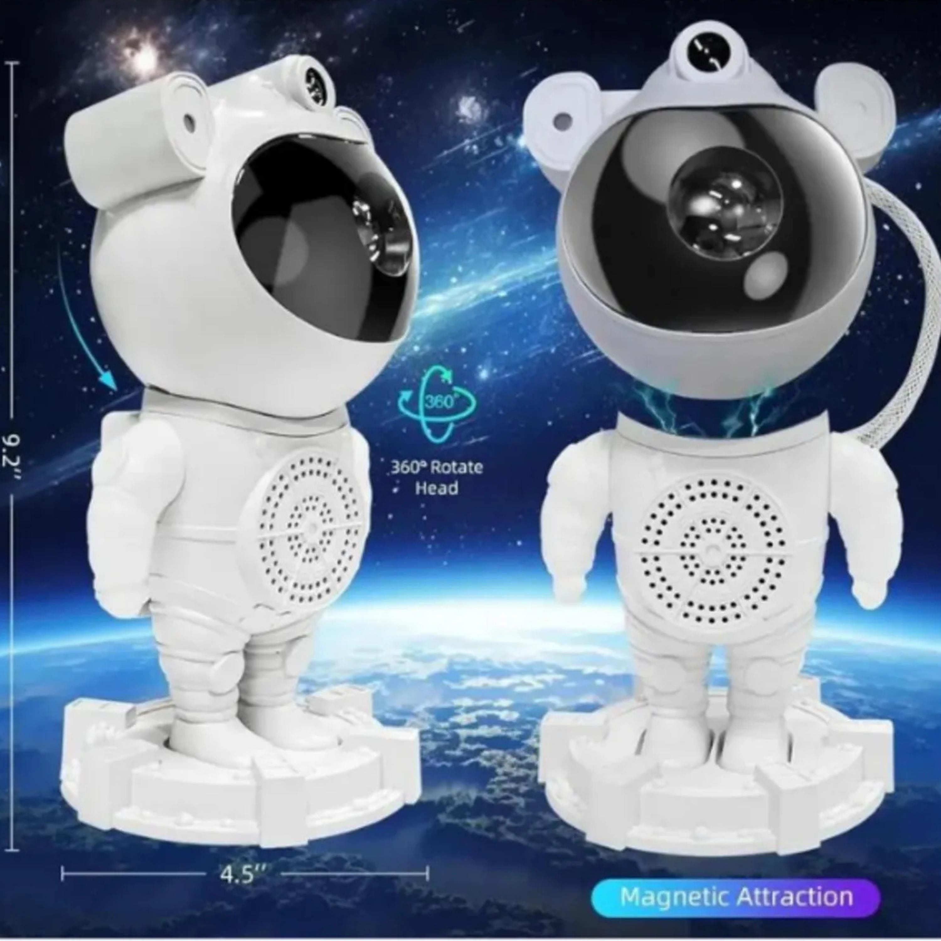 Astronot Işıklı Galaksi Gökyüzü Hoparlörlü Projektör Bluetooth Gece Lambası