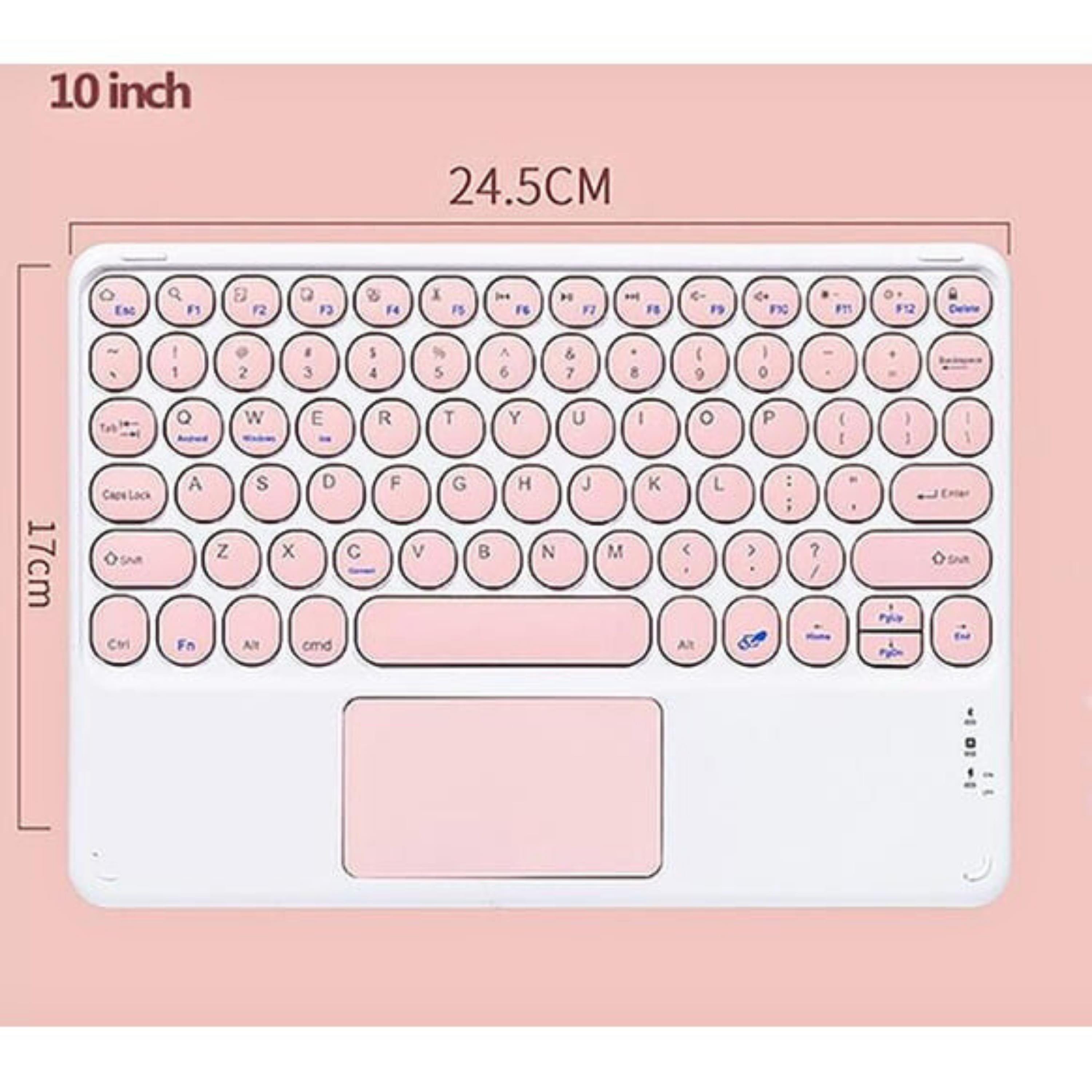 Pembe Yuvarlak Tuşlu Bluetooth Kablosuz Klavye