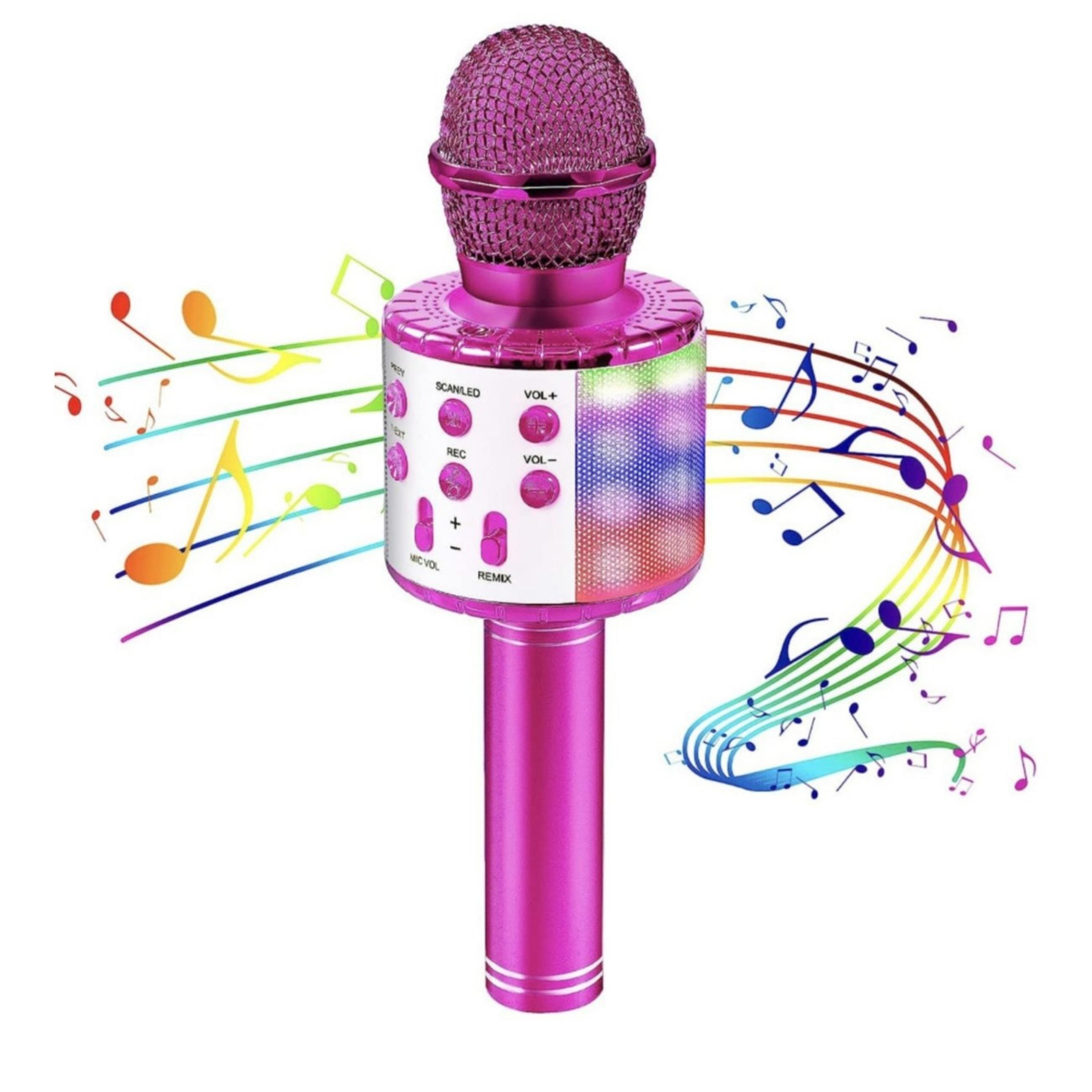 Pembe Bluetooth Bağlantılı Karaoke Mi̇krofon