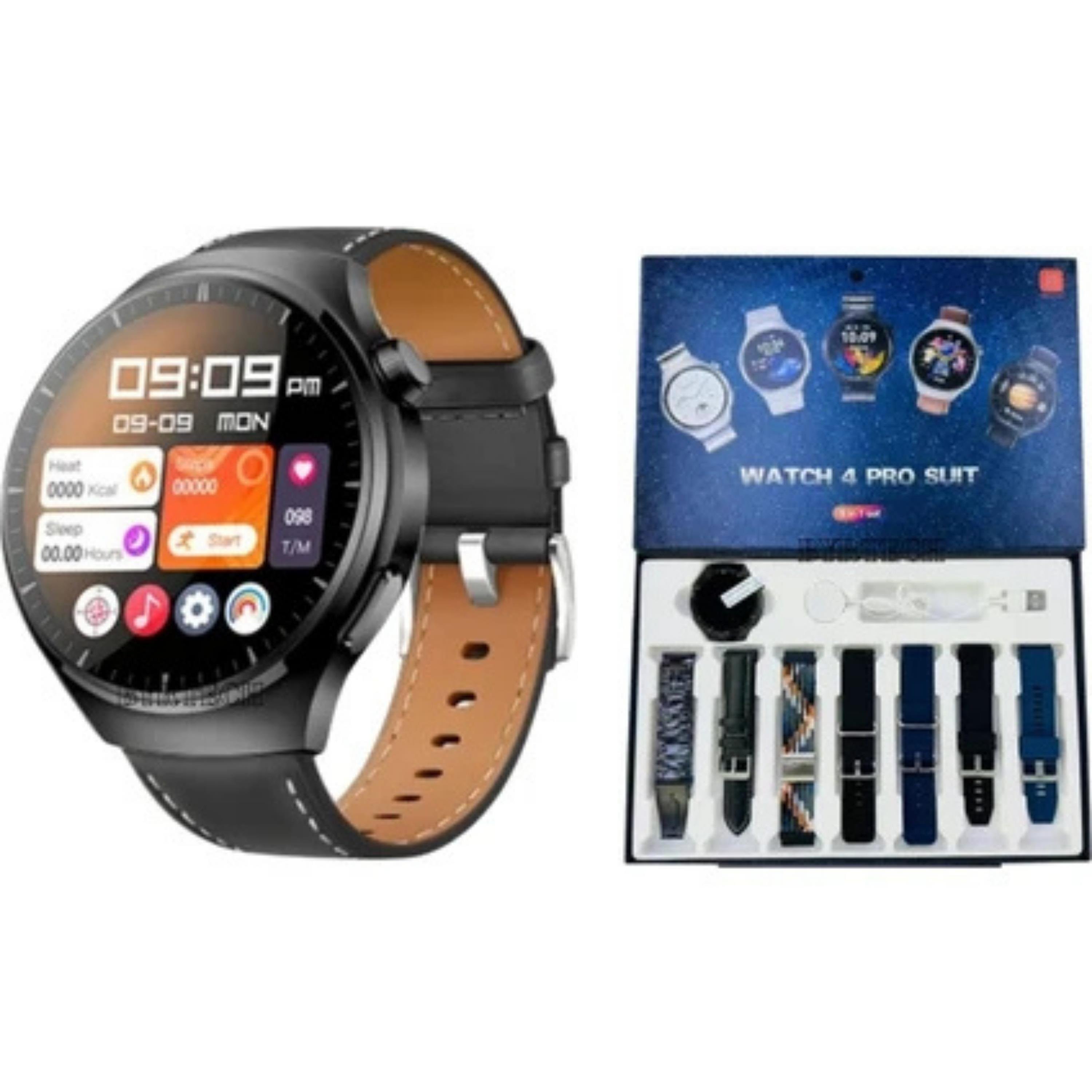Siyah Watch 4 Pro Suit 7 Kordonlu Akıllı Saat