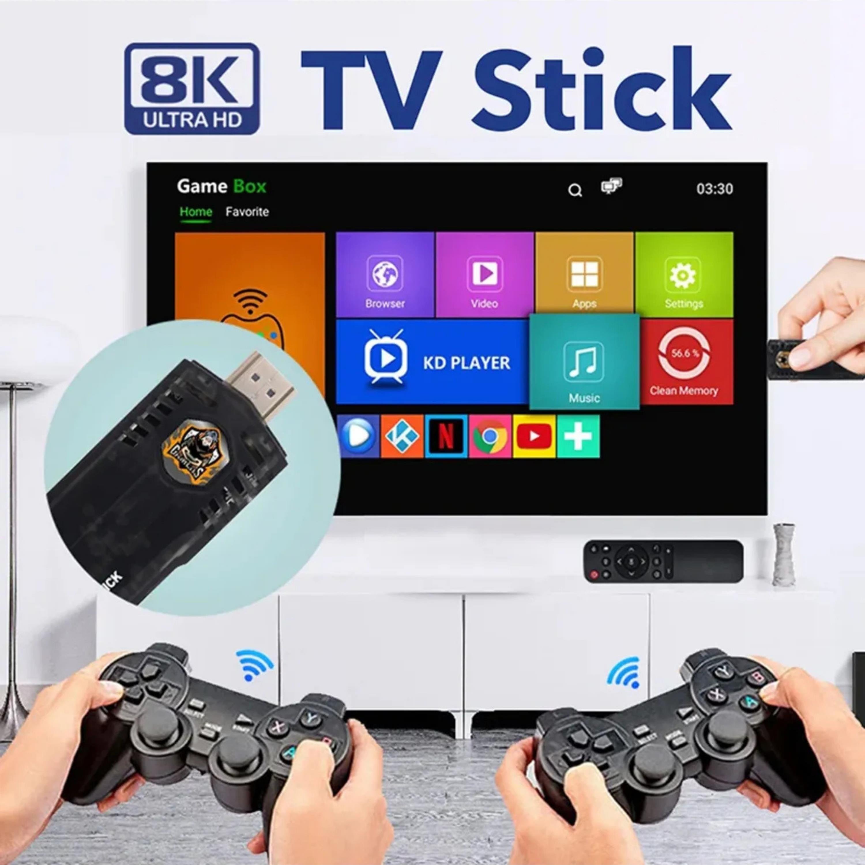 Game Box 5G Android TV + Game Siyah İki Kollu