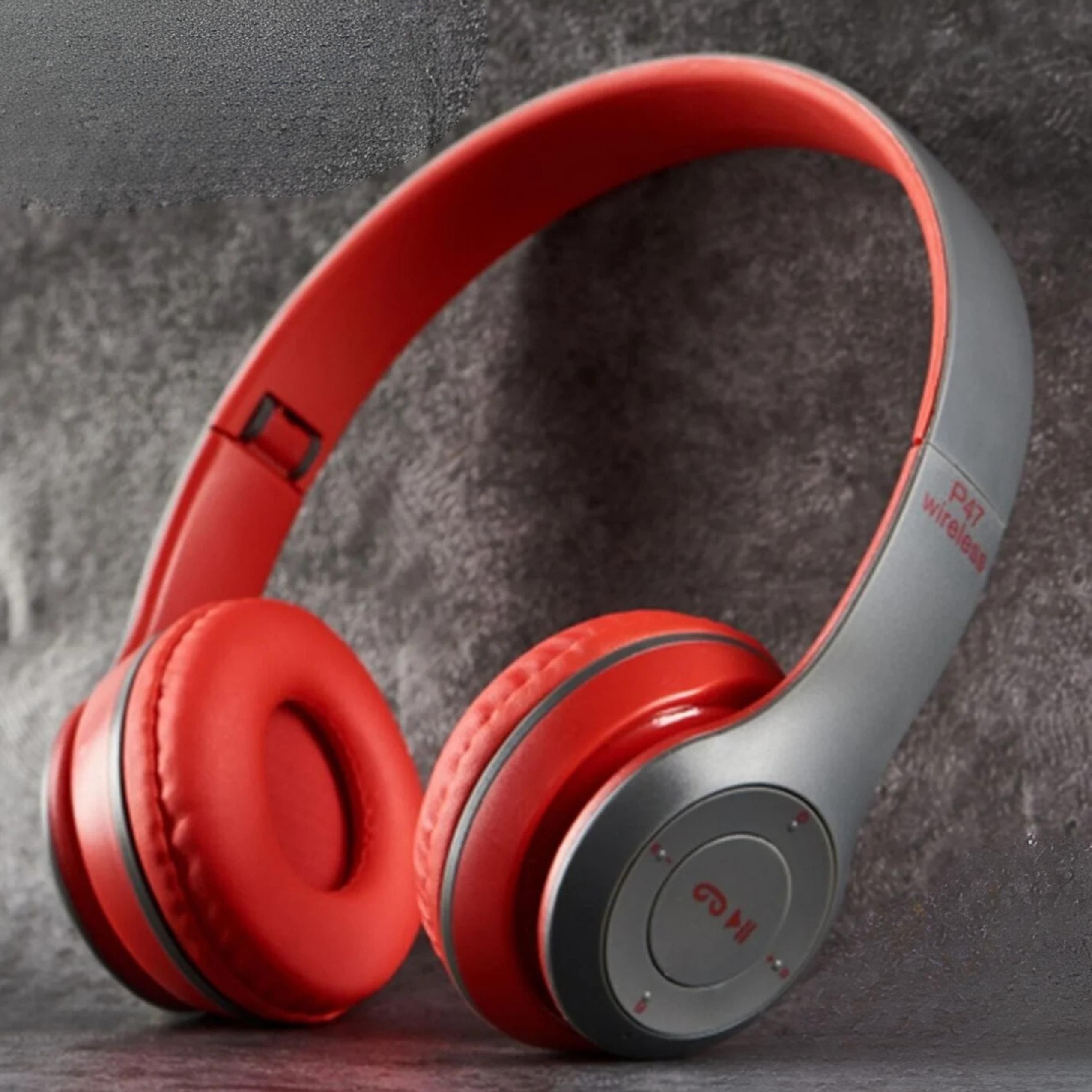 P47 Kırmızı Kulak Üstü Kablosuz Bluetooth Kulaklık