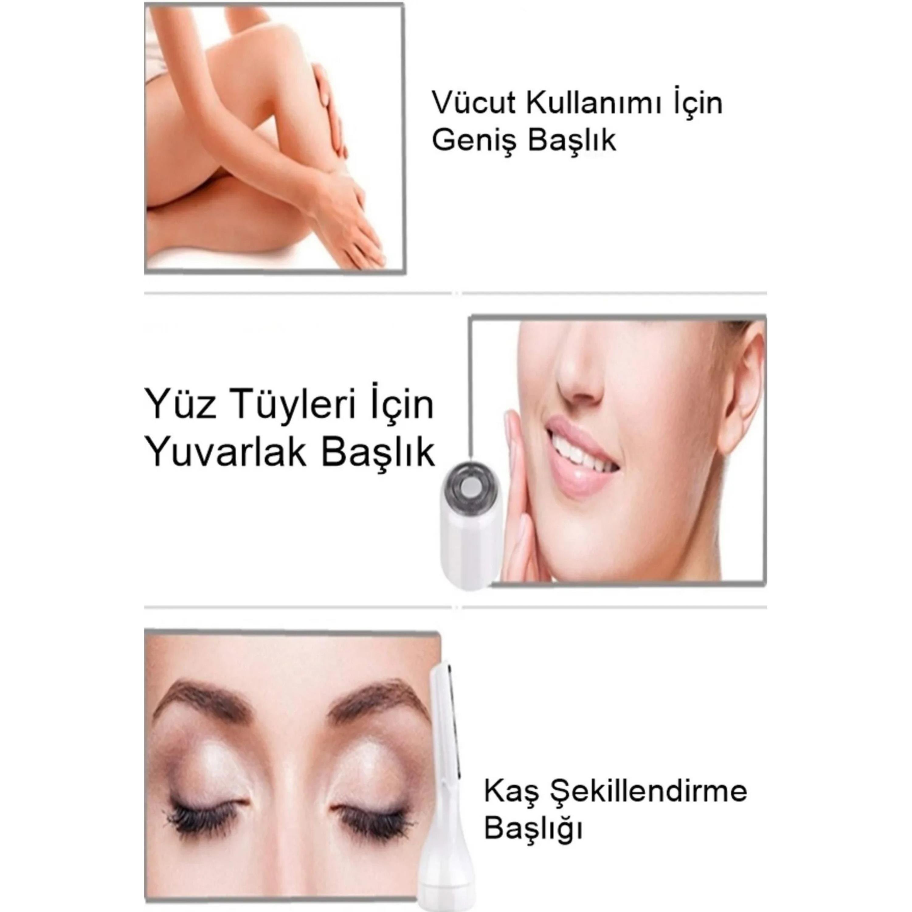 Yüz Tüm Vücut Epilasyon Aleti 3 Başlıklı Epilatör Cihazı Kıl Tüy Temizleme