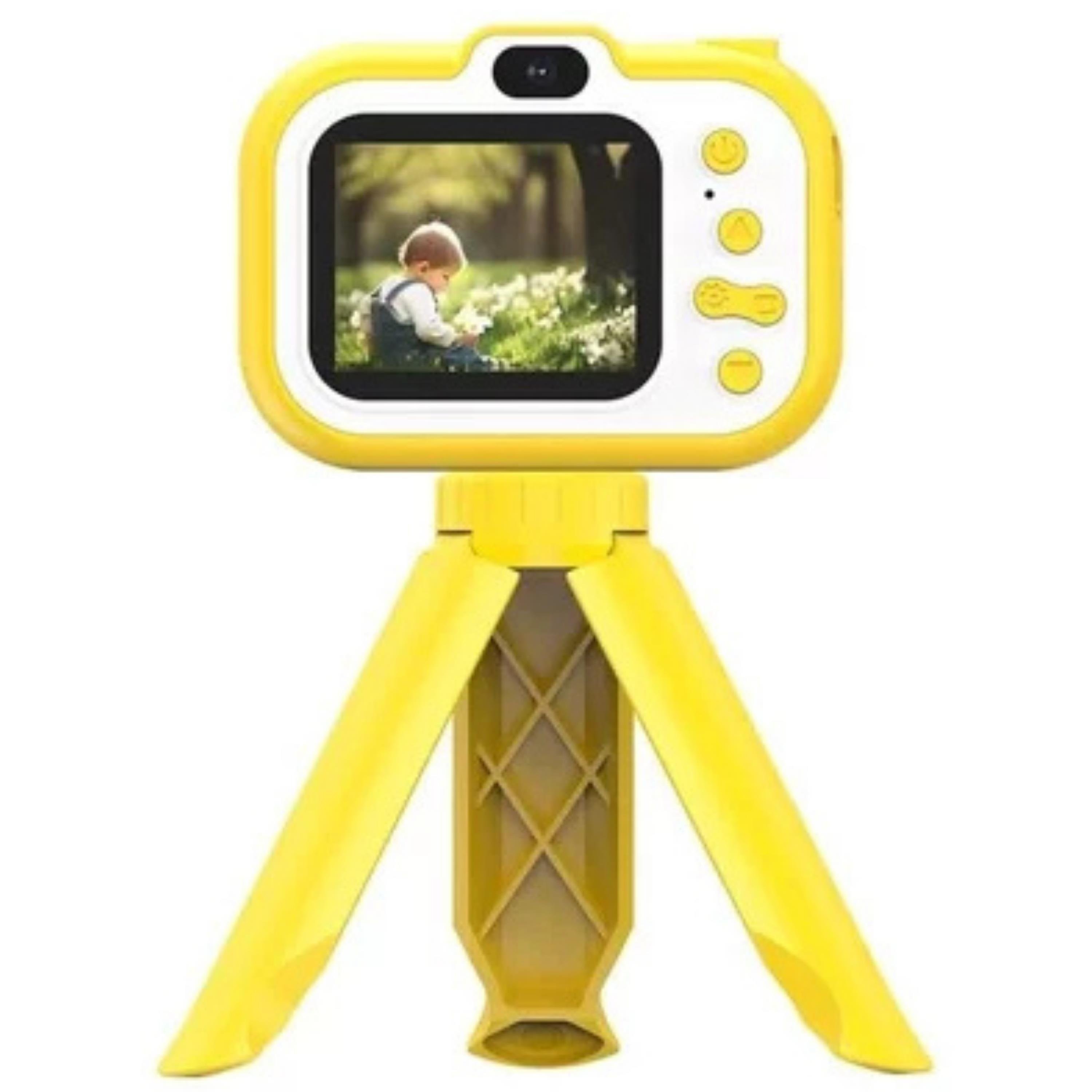 Sarı Çocuk Dijital Fotoğraf Makinesi Ayaklı Mini Çocuk Kamerası