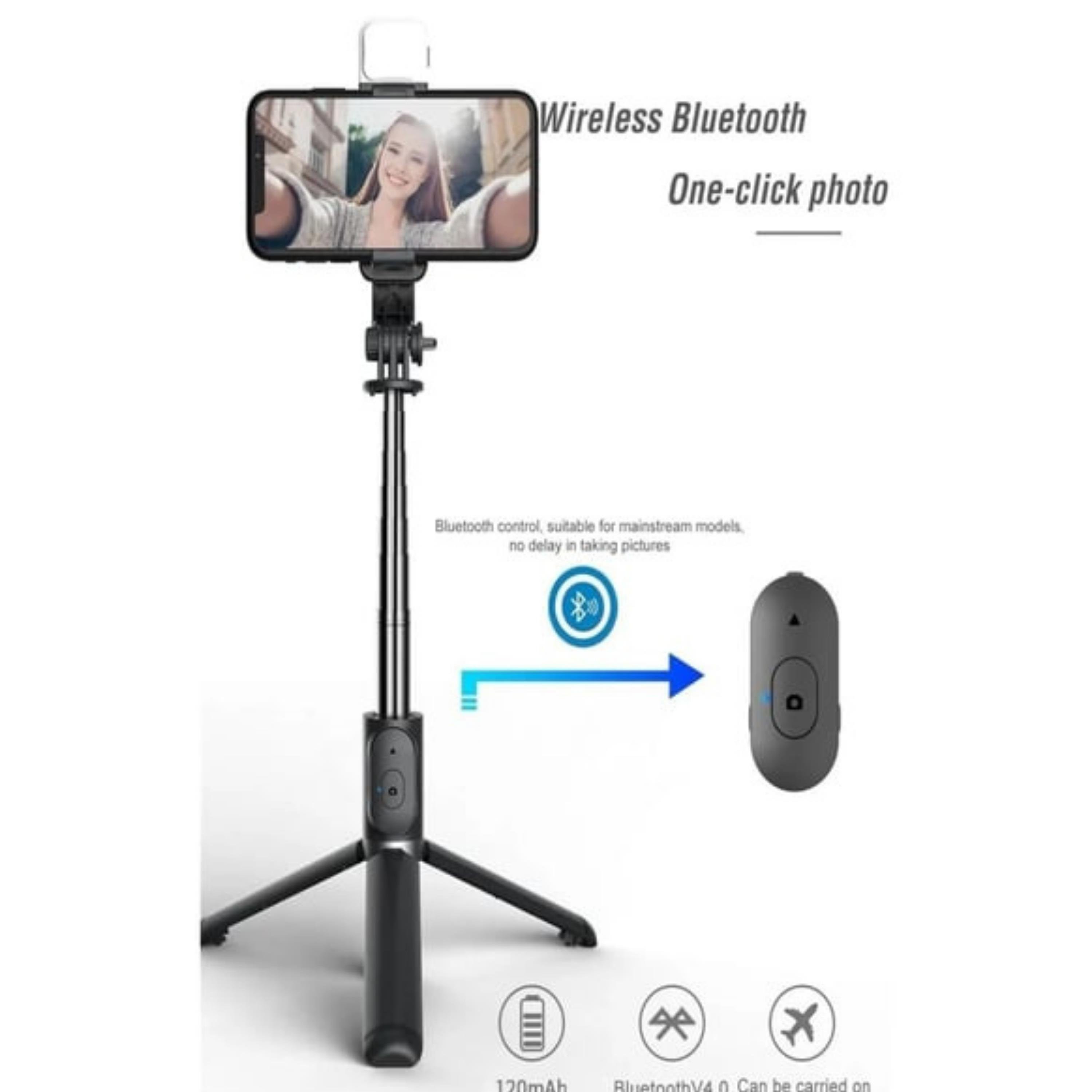 Selfie Çubuğu Bluetoothlu Kumandalı Kablosuz Tripod