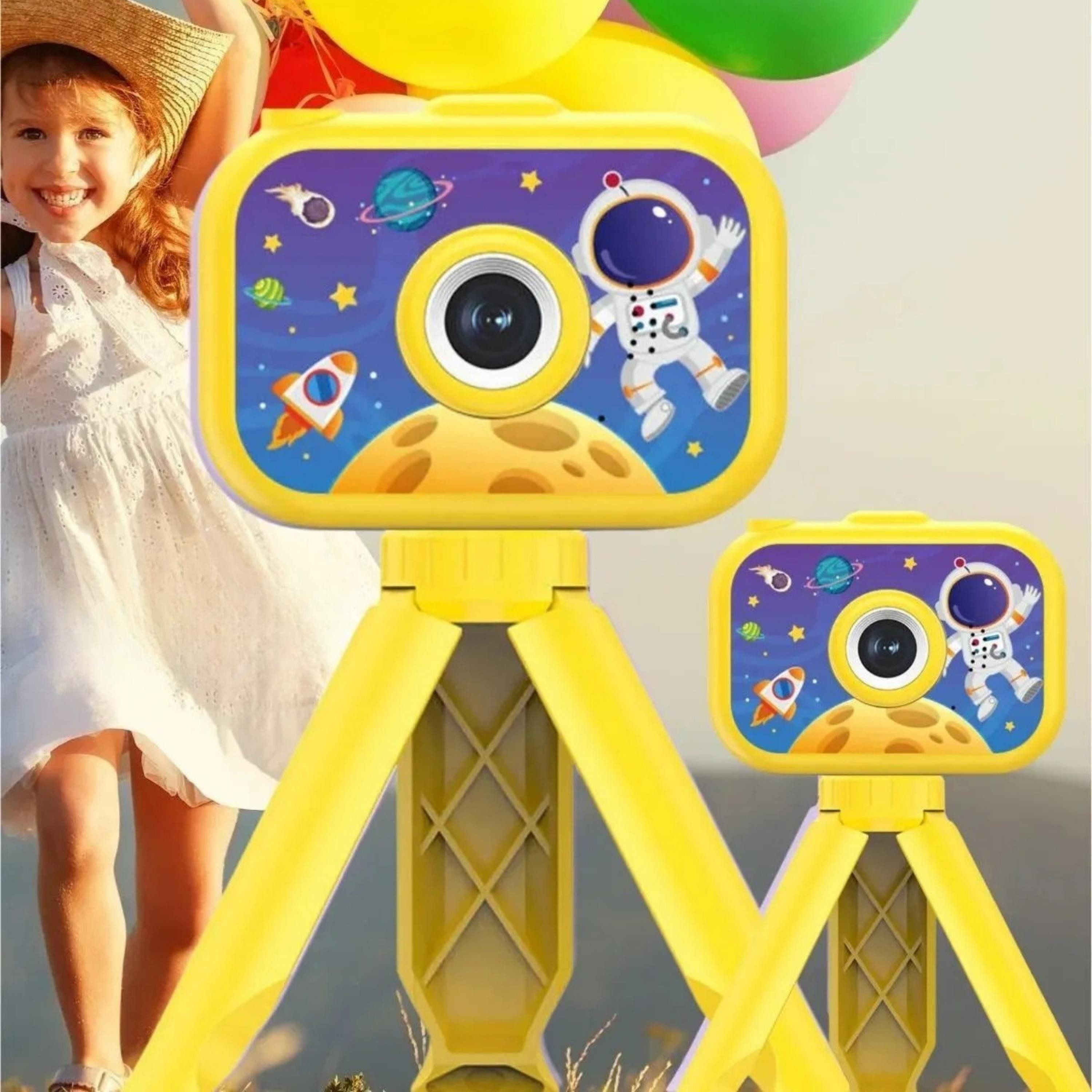 Sarı Çocuk Dijital Fotoğraf Makinesi Ayaklı Mini Çocuk Kamerası