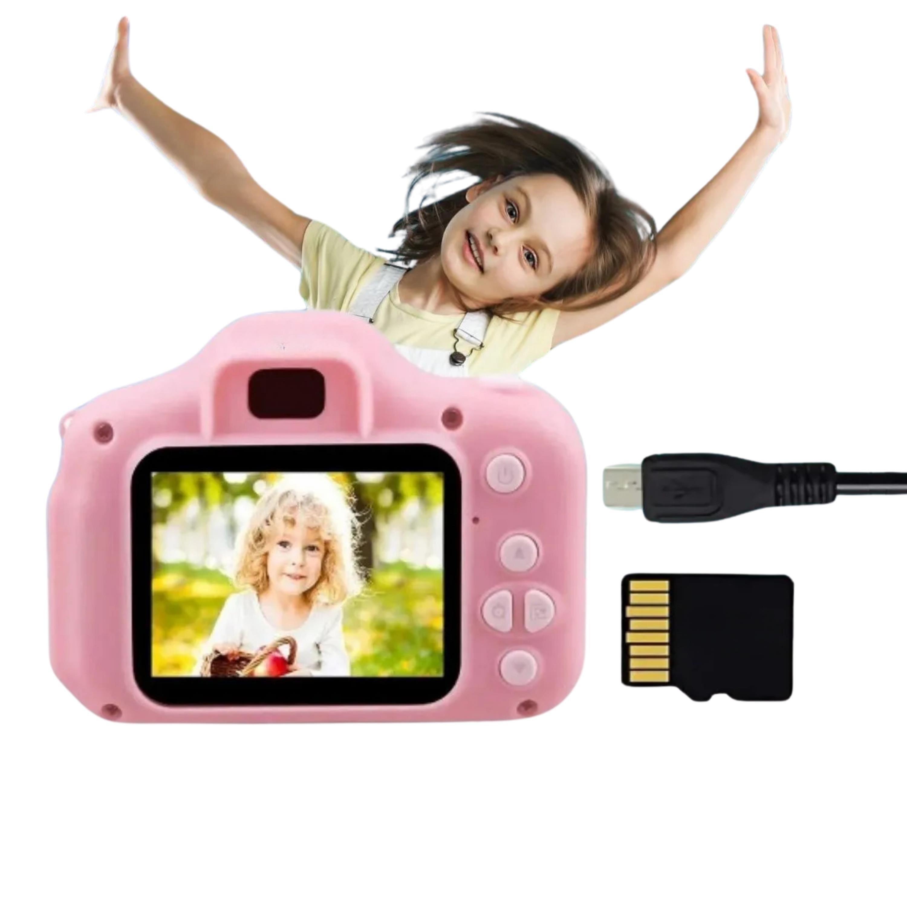 Pembe X200 Çocuklar İçin Hafıza Kartlı Mini Fotoğraf Makinesi