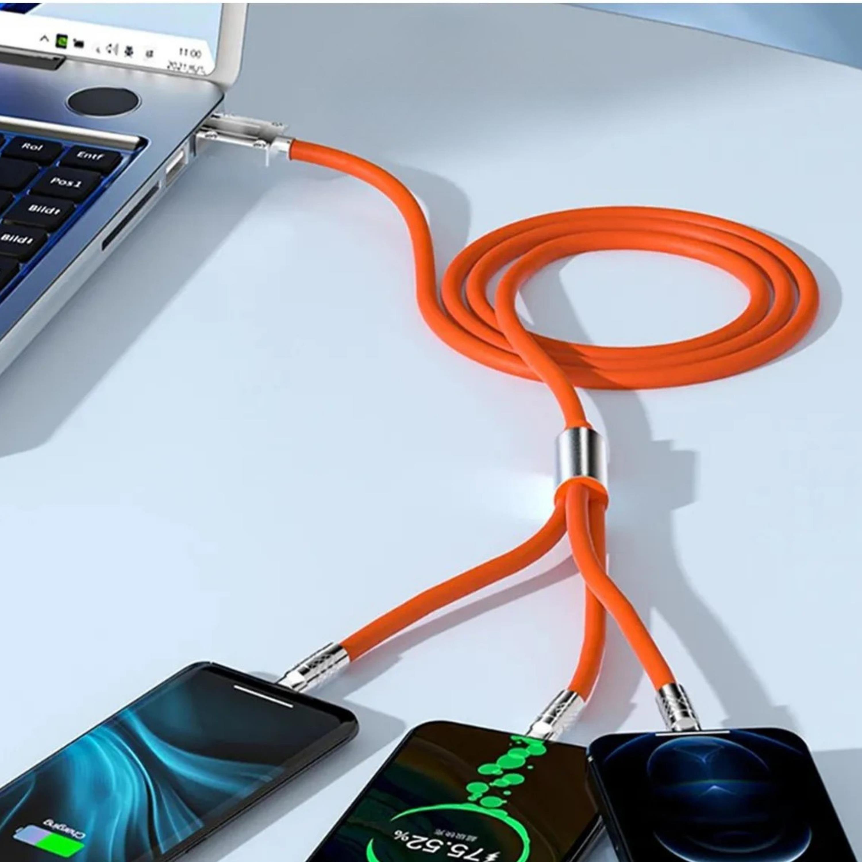 3 İn 1 Type-c Micro Usb Lightning 120 Watt Hızlı 6A Şarj Kablosu