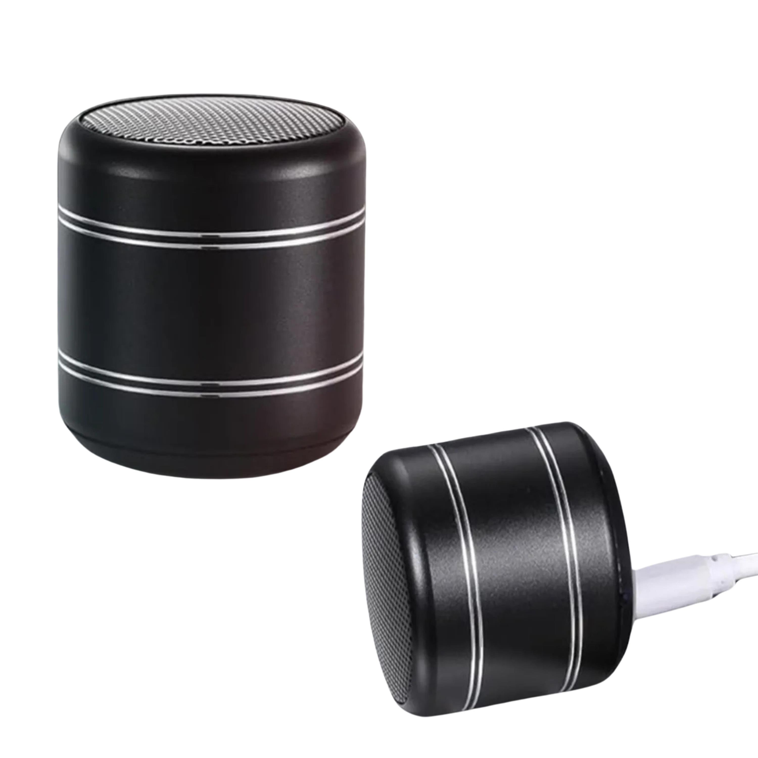 Siyah Mini Alüminyum Yüksek Bass Küçük Speaker TWS Yuvarlak Kablosuz Bluetooth Hoparlör