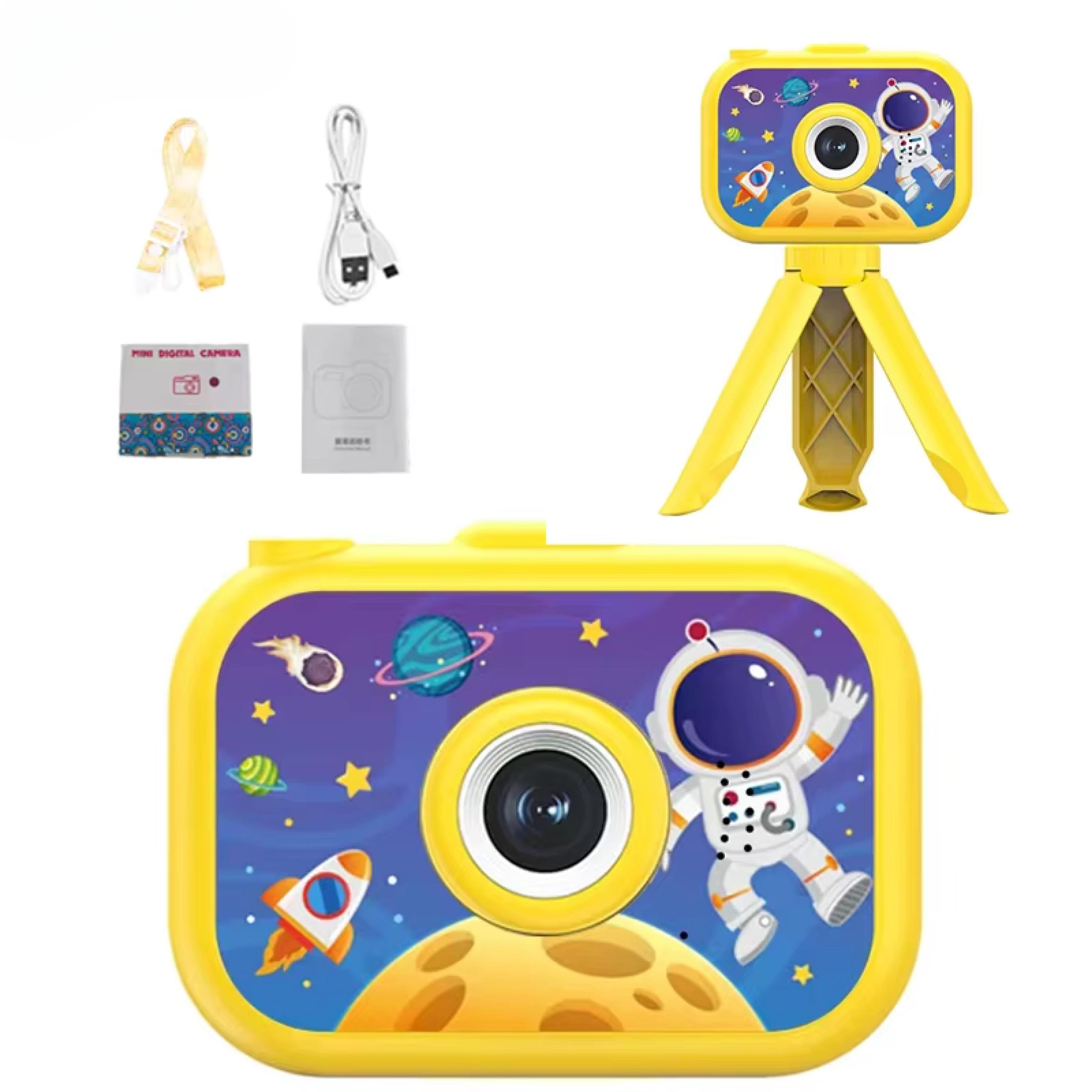 Sarı Çocuk Dijital Fotoğraf Makinesi Ayaklı Mini Çocuk Kamerası