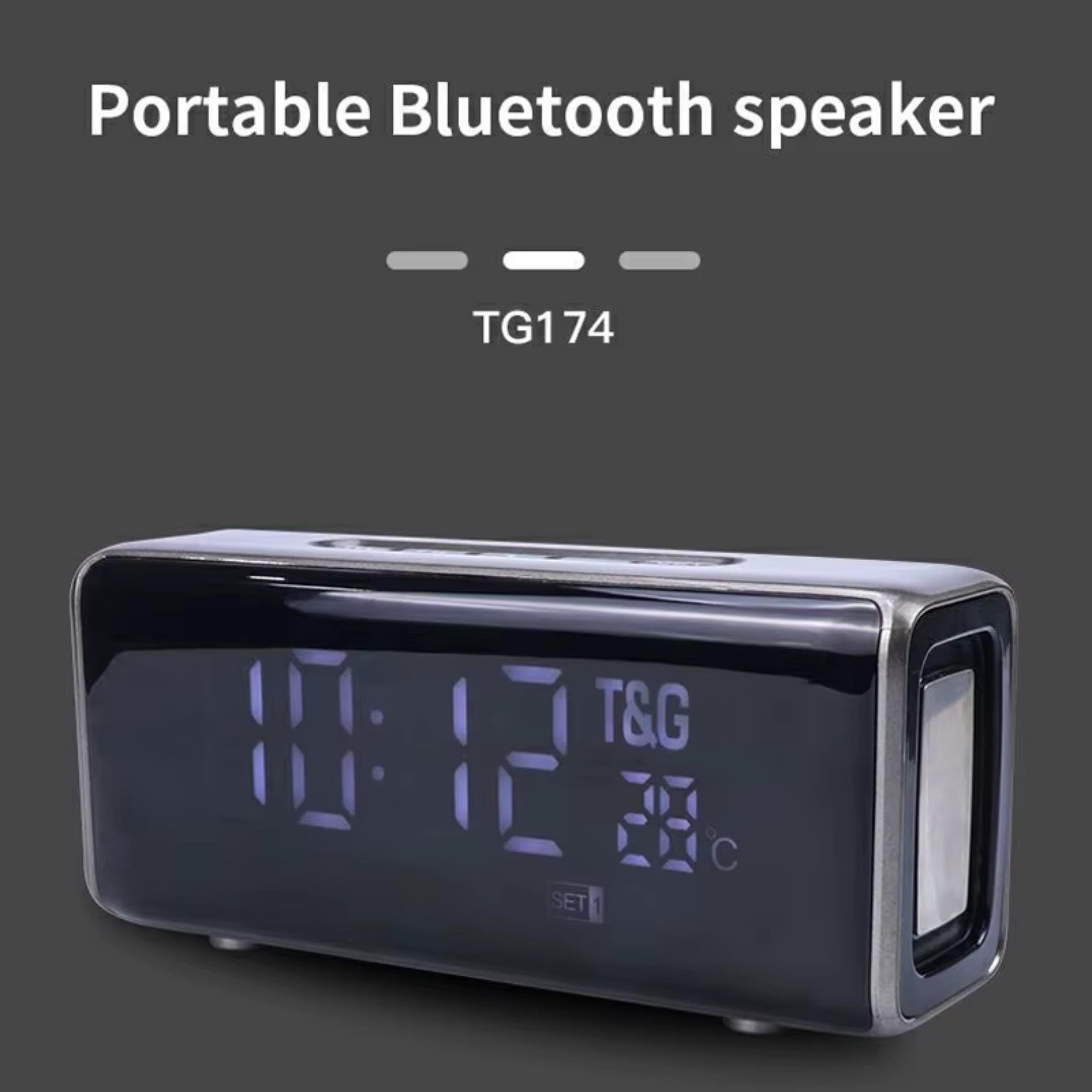 Gri TG 174 Dijital Göstergeli Speaker Alarmlı Bluetooth Hoparlör Masa Saati