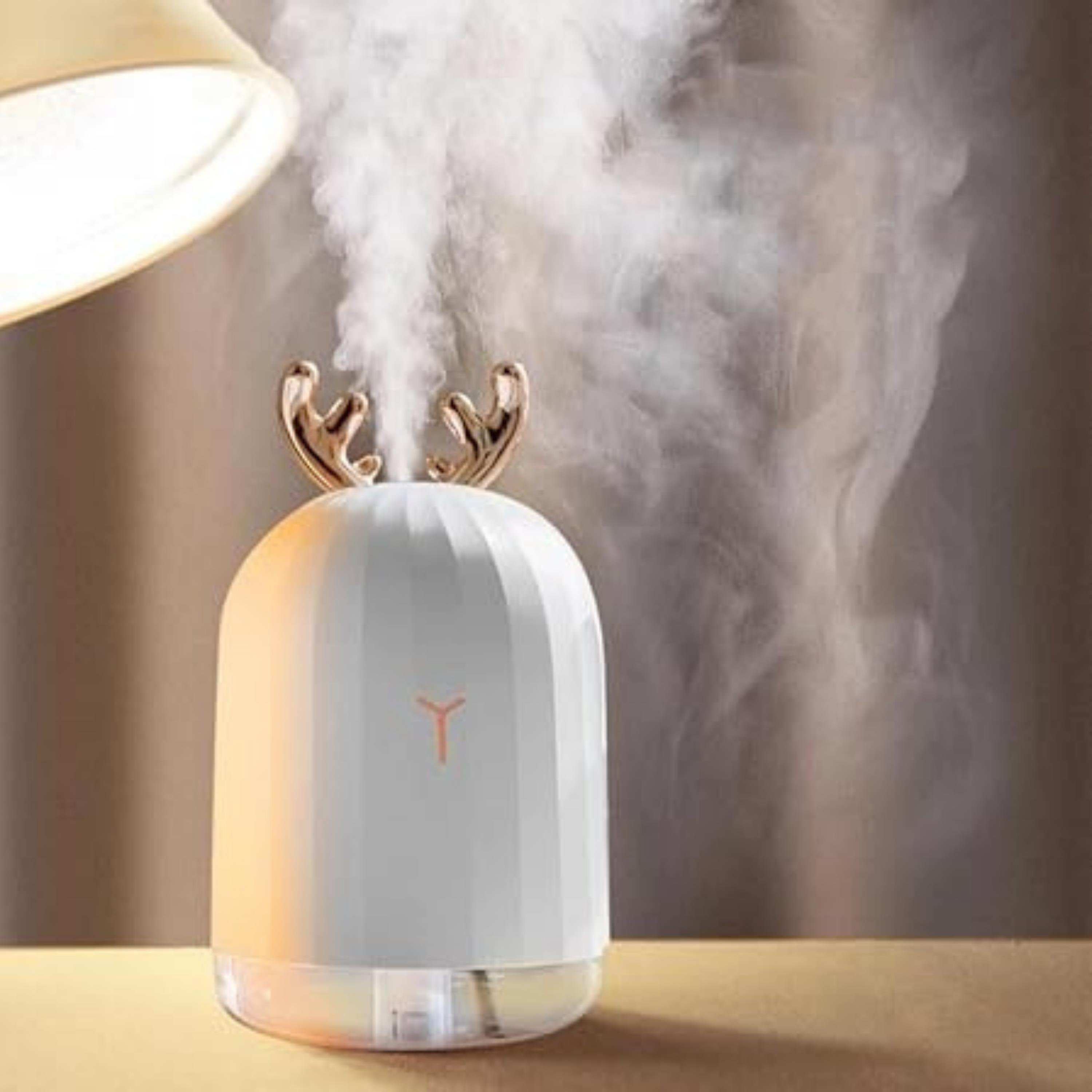 Beyaz TSV Geyik Tasarımlı Lovely Humidifier Aroma Buhar Makinesi 7 Led Işıklı Hava Nemlendirici