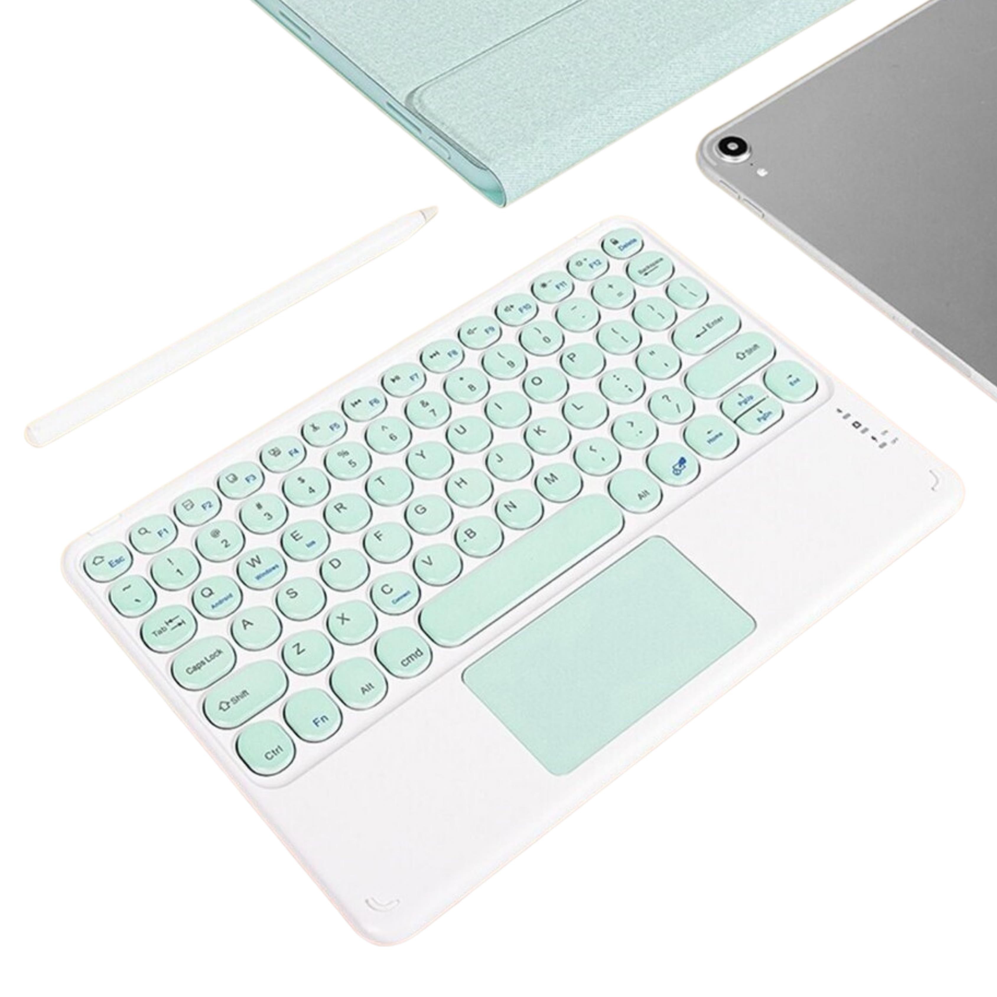 Mint Yeşil Yuvarlak Tuşlu Bluetooth Kablosuz Klavye