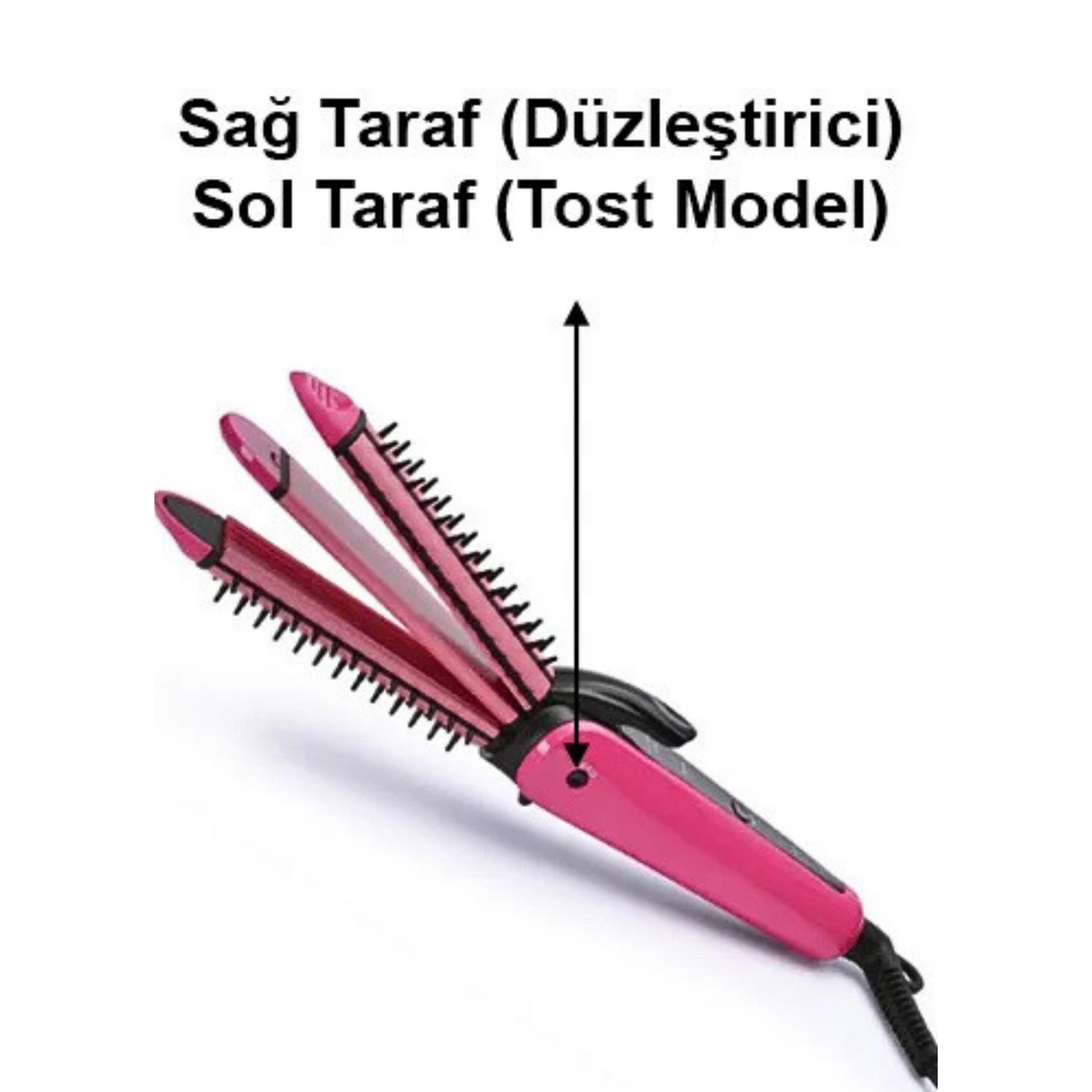 DP-402 Rulo Taraklı Maşa 3'Ü Bir Arada Saç Şekillendirici (Düzleştirici - Tost Model -  Tarak)