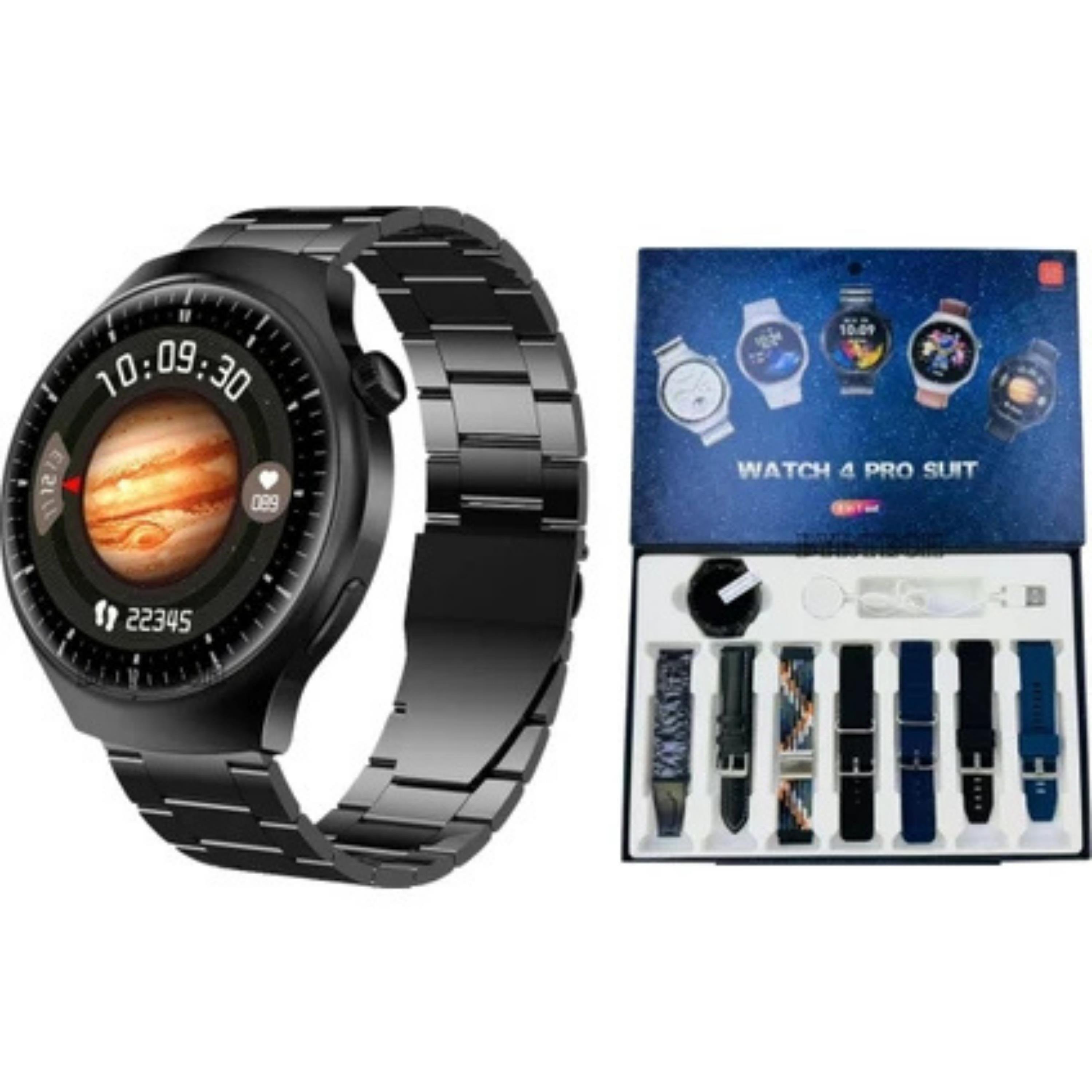 Siyah Watch 4 Pro Suit 7 Kordonlu Akıllı Saat