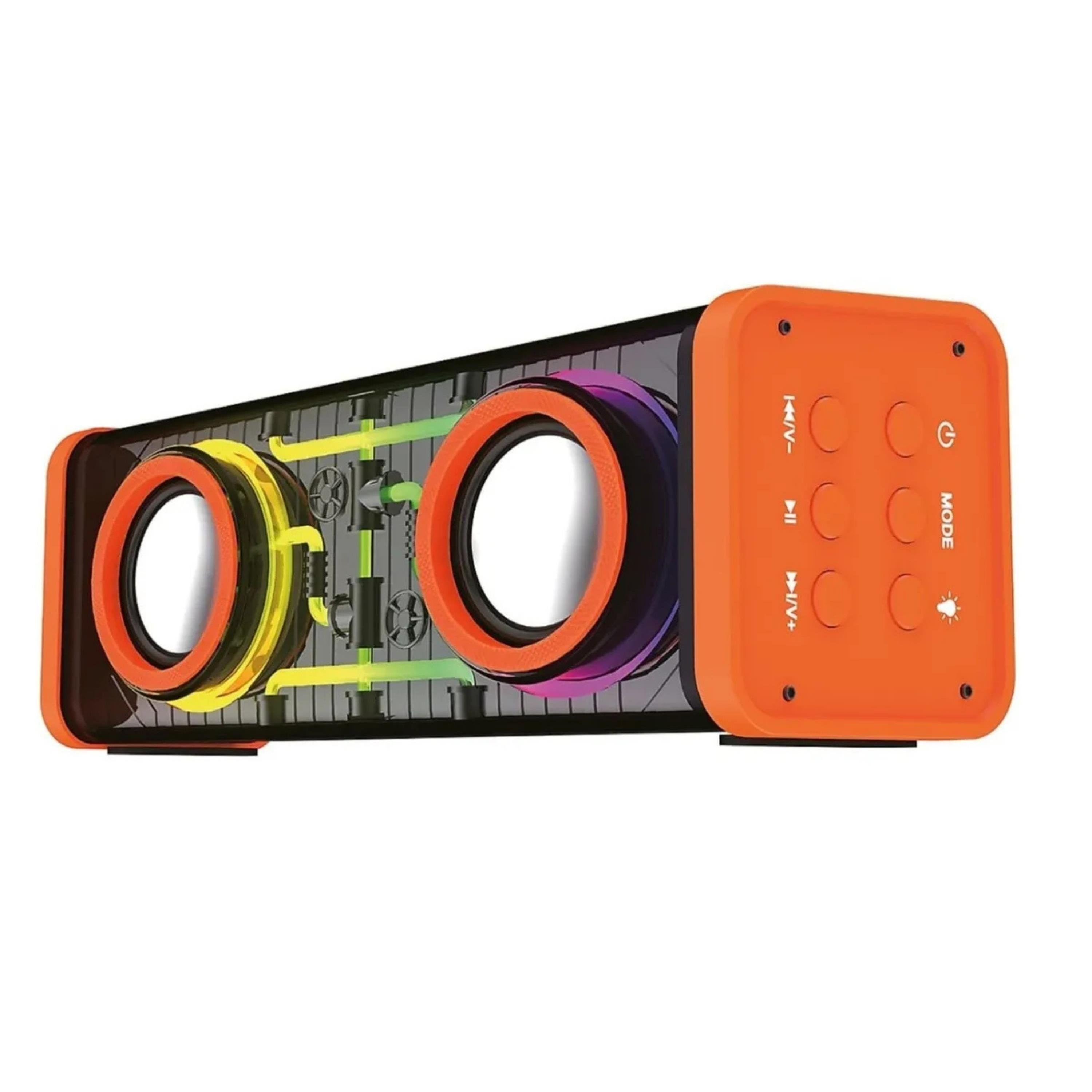 Turuncu V9 RGB Led Işıklı Şarjlı Bluetooth Hoparlör Şeffaf Taşınabilir Speaker