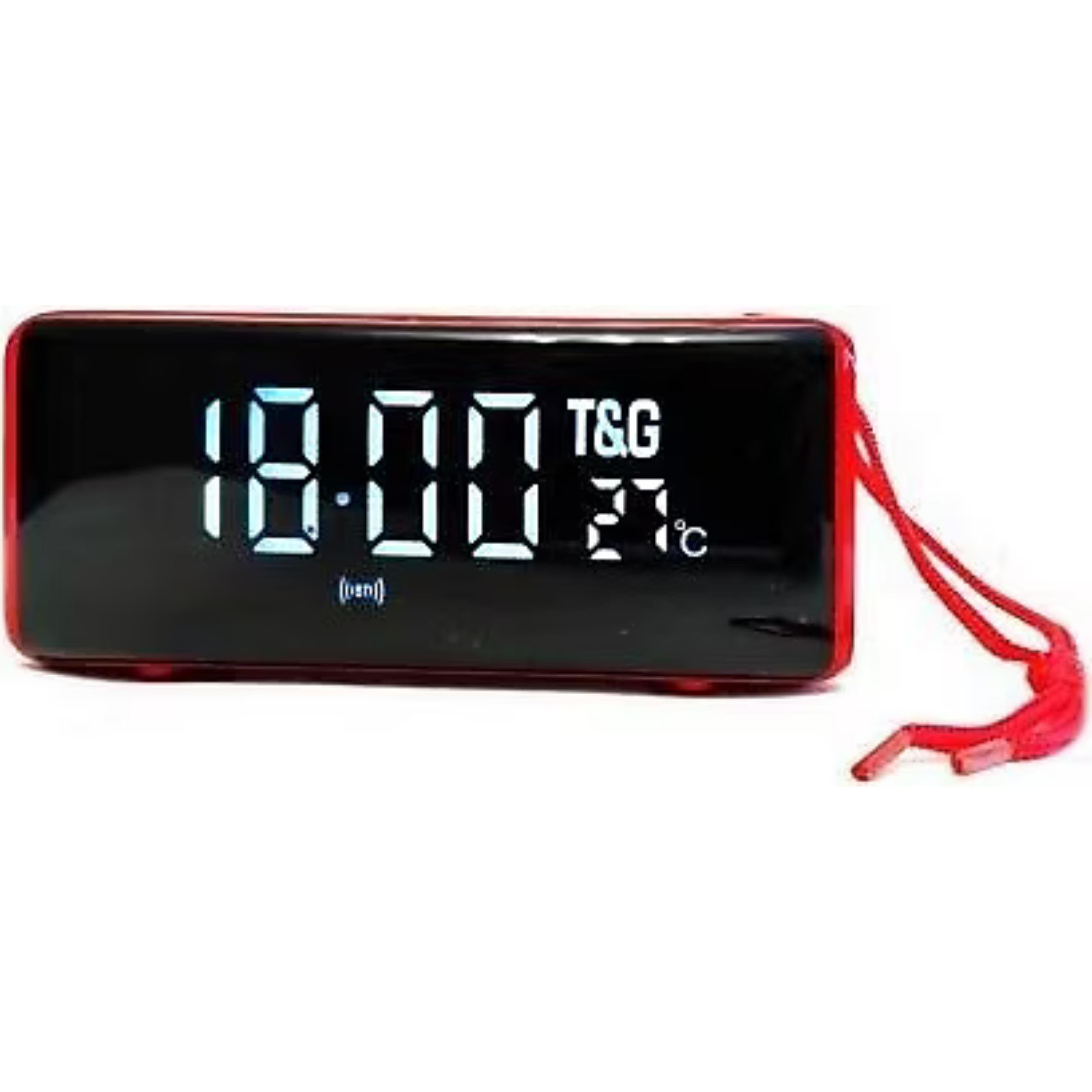 Kırmızı TG 174 Dijital Göstergeli Speaker Alarmlı Bluetooth Hoparlör Masa Saati
