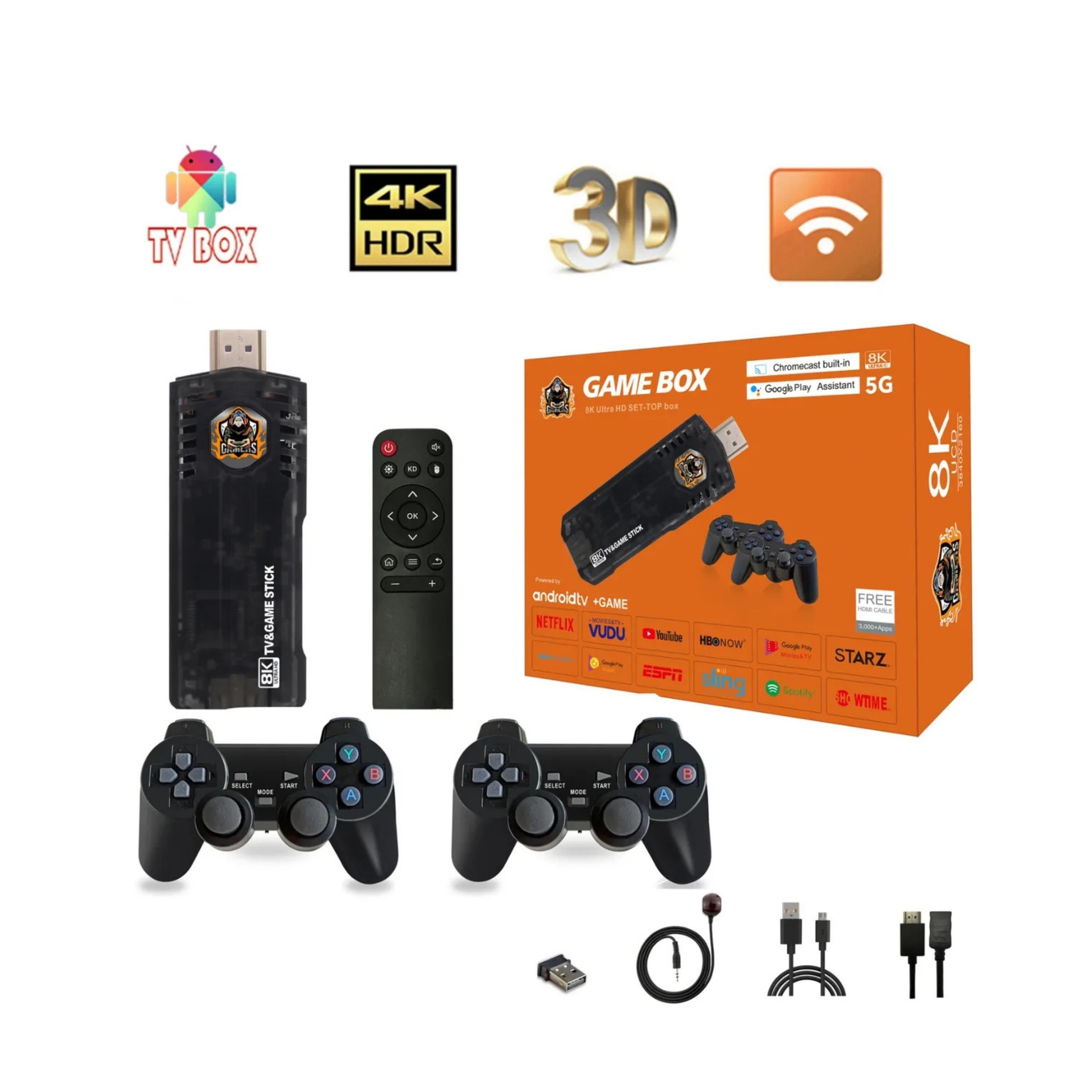 Game Box 5G Android TV + Game Siyah İki Kollu