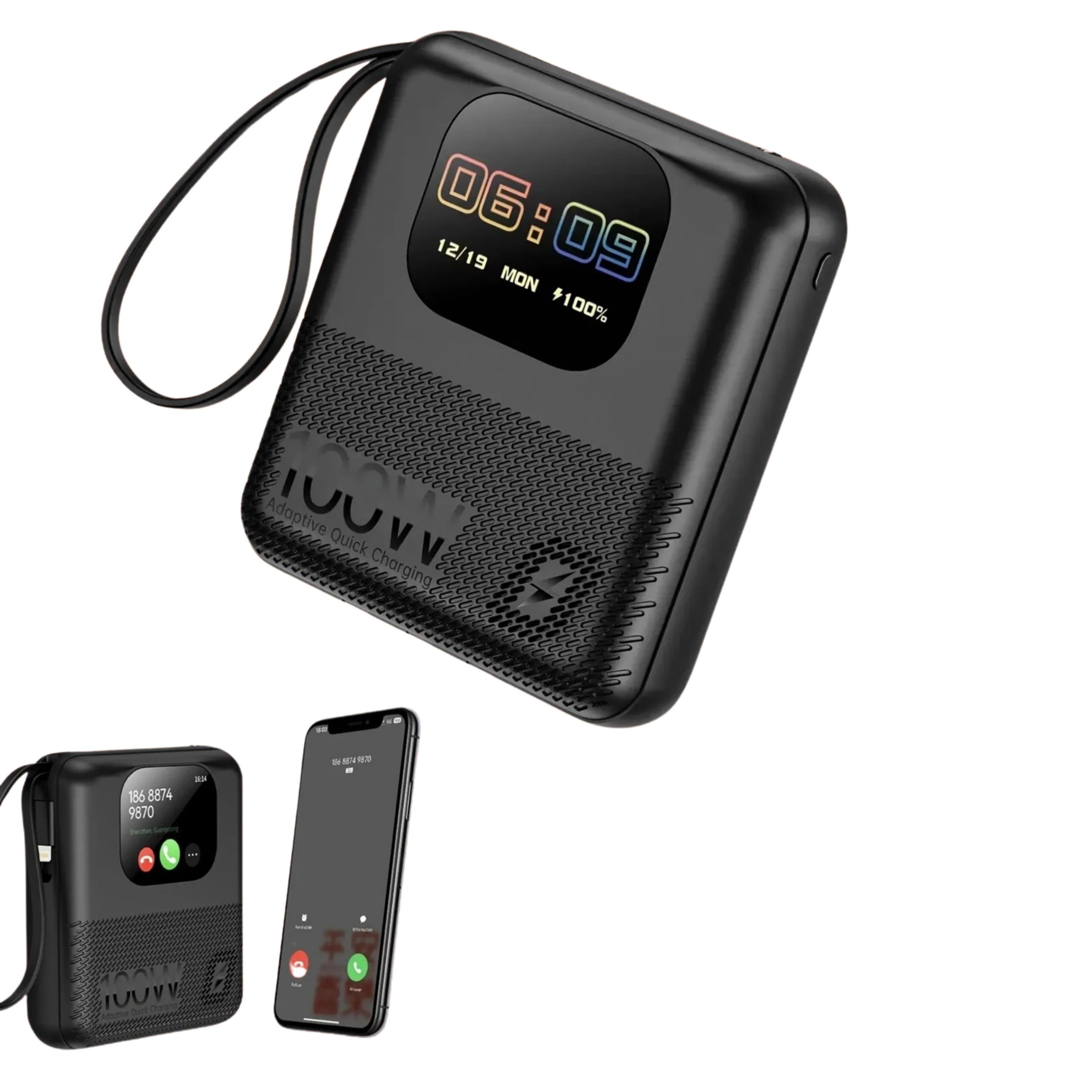 Siyah M2 Smart Treasure 10.000 Mah Dijital Göstergeli 4 Çıkışlı Akıllı Powerbank