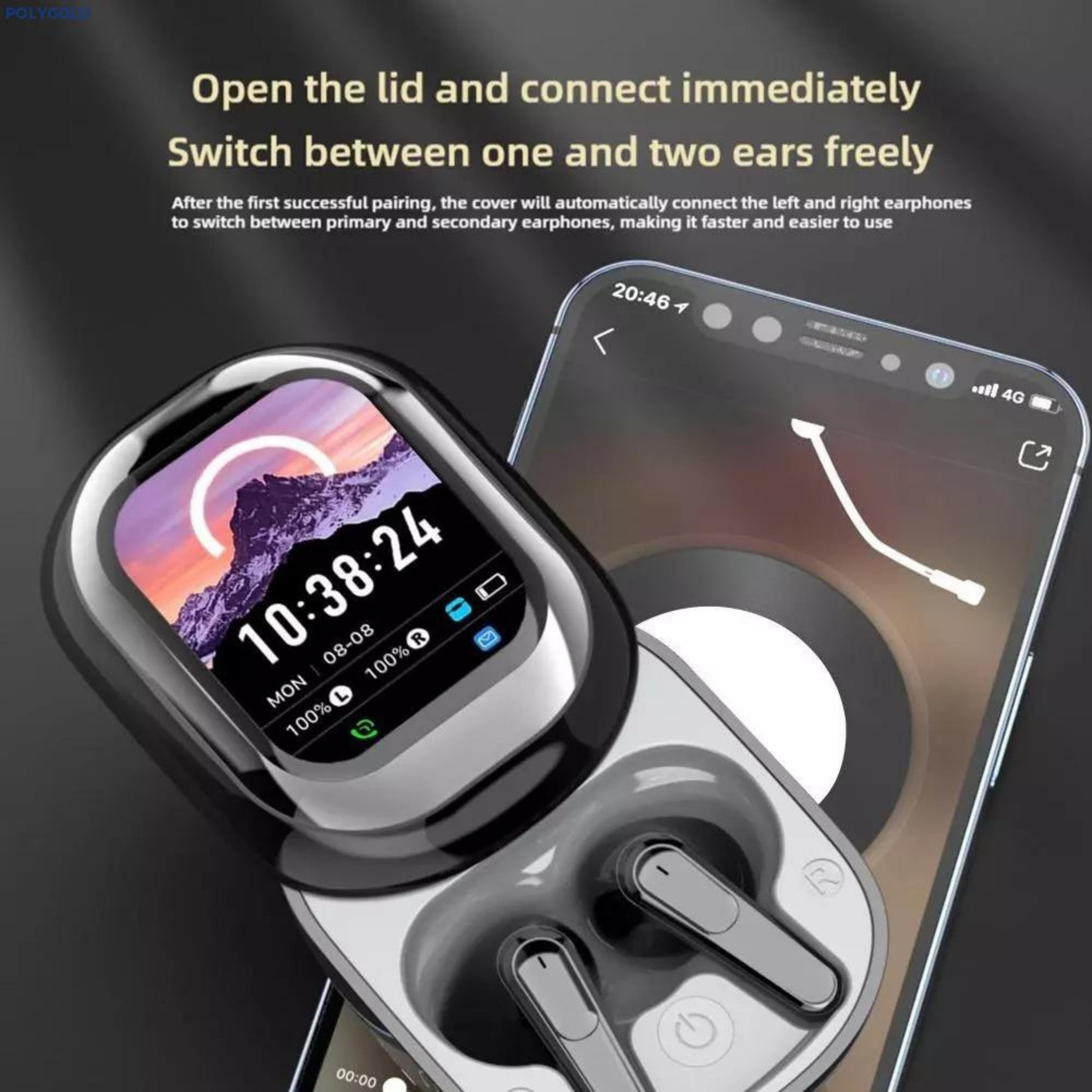 SE-One Dijital Ekranlı Kayar Kapak Tasarımlı Kablosuz Bluetooth Kulaklık