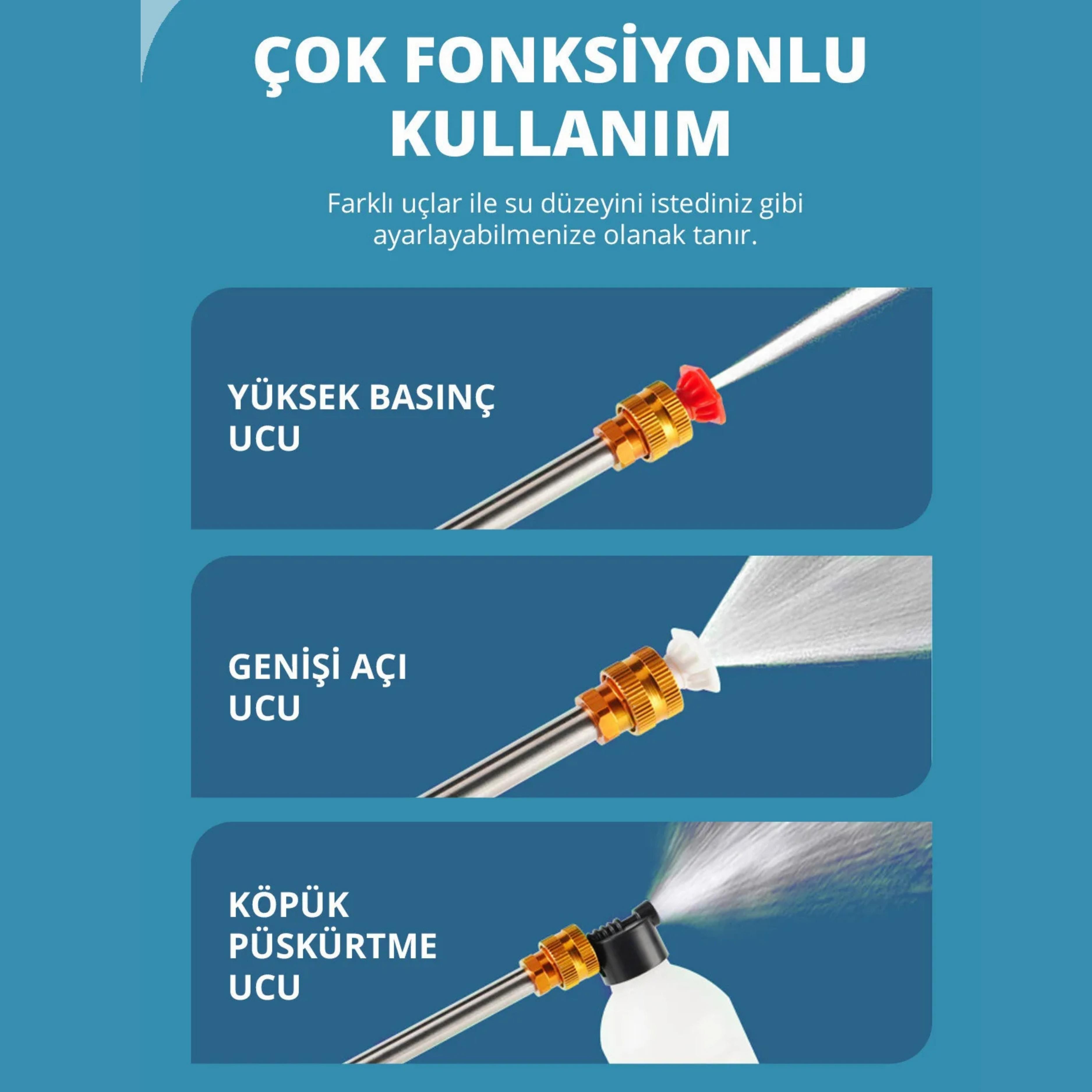 Yeni Model Çift Akülü Şarjlı Yüksek Basınçlı Oto Araba Bahçe Yıkama Ve Temizleme Tabancası Makinesi