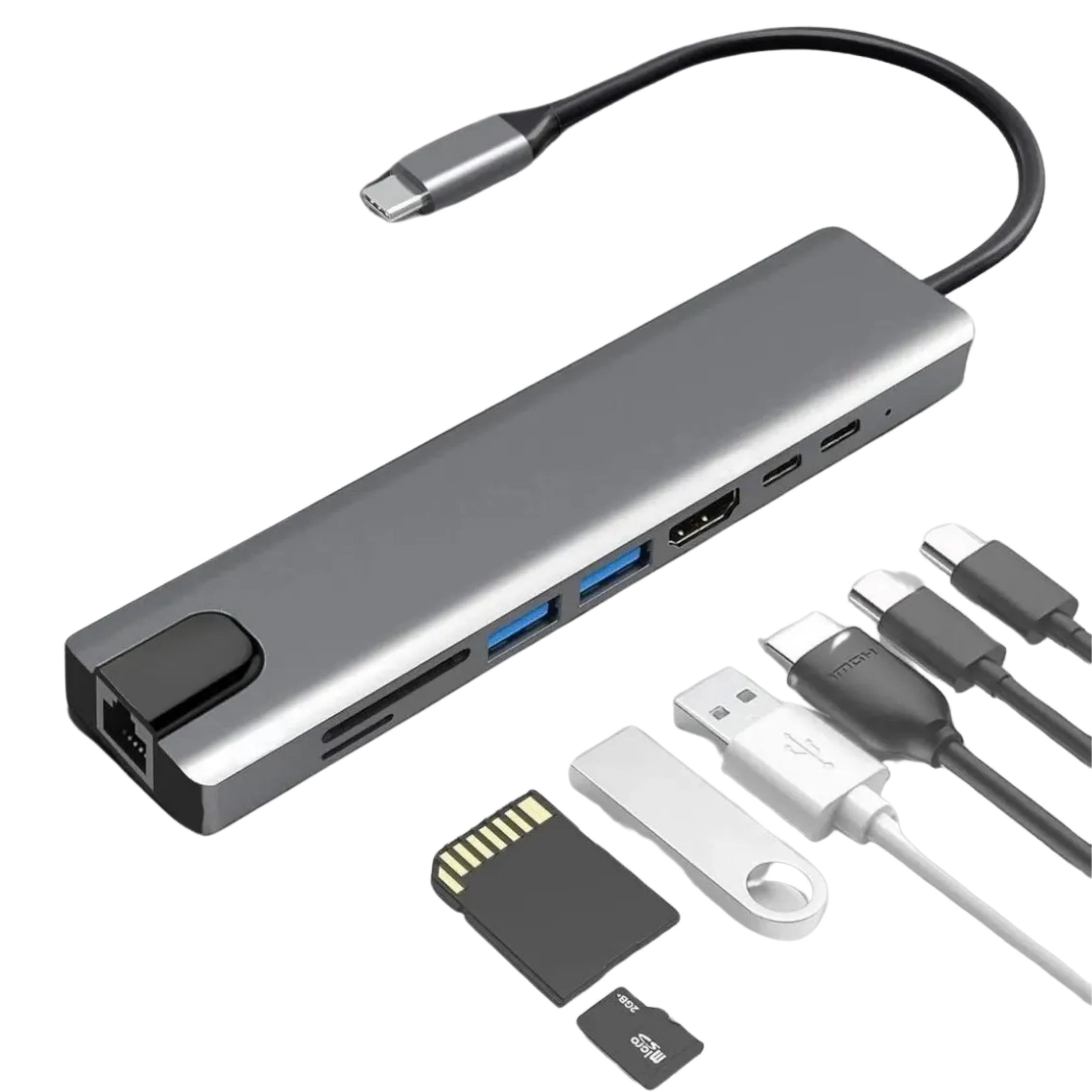 8 Portlu USB-C Hub Dönüştürücü Adaptör