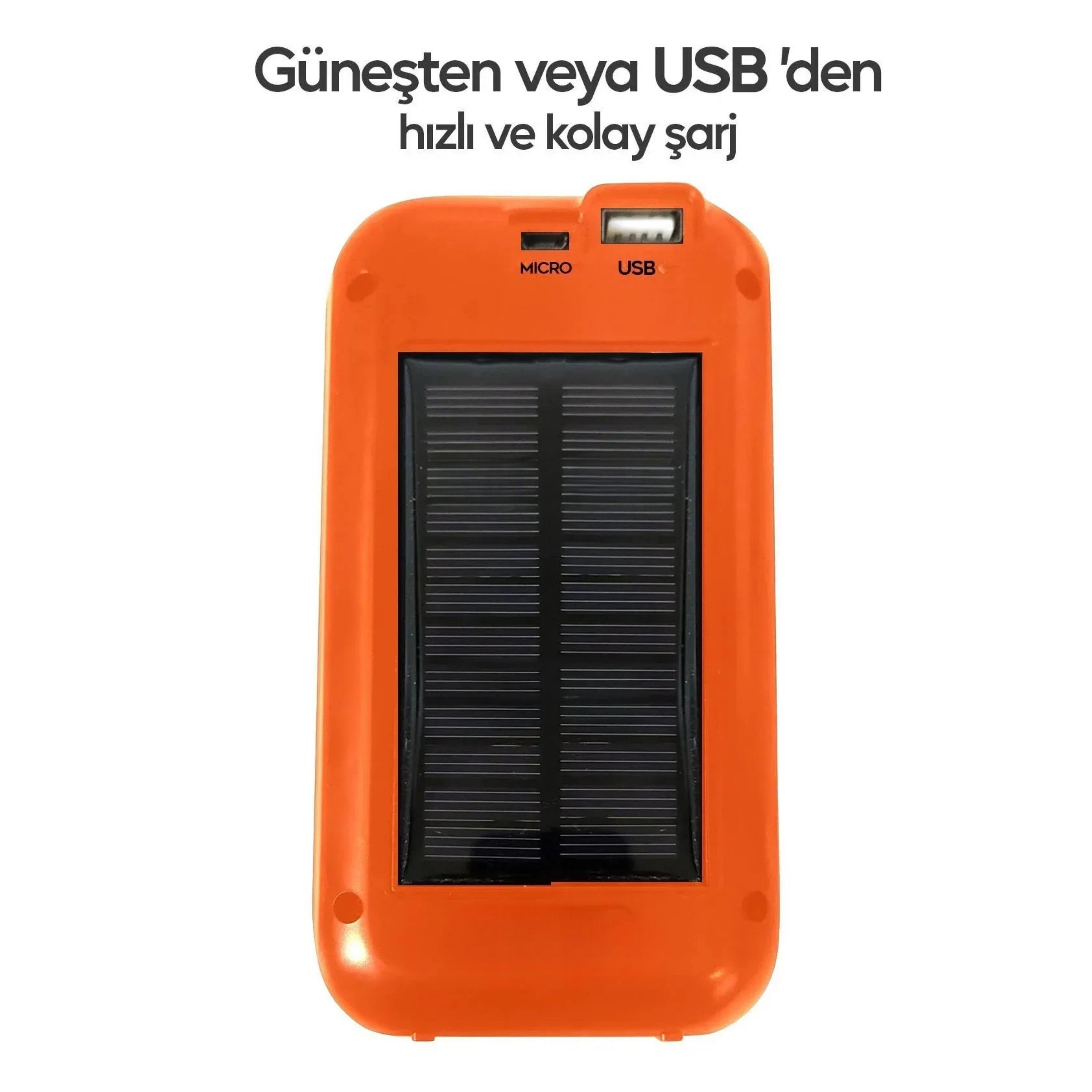 GS-875 Güneş Enerjili Taşınabilir Powerbank Ve Fener 32 Led Işıklı Kamp Lambası