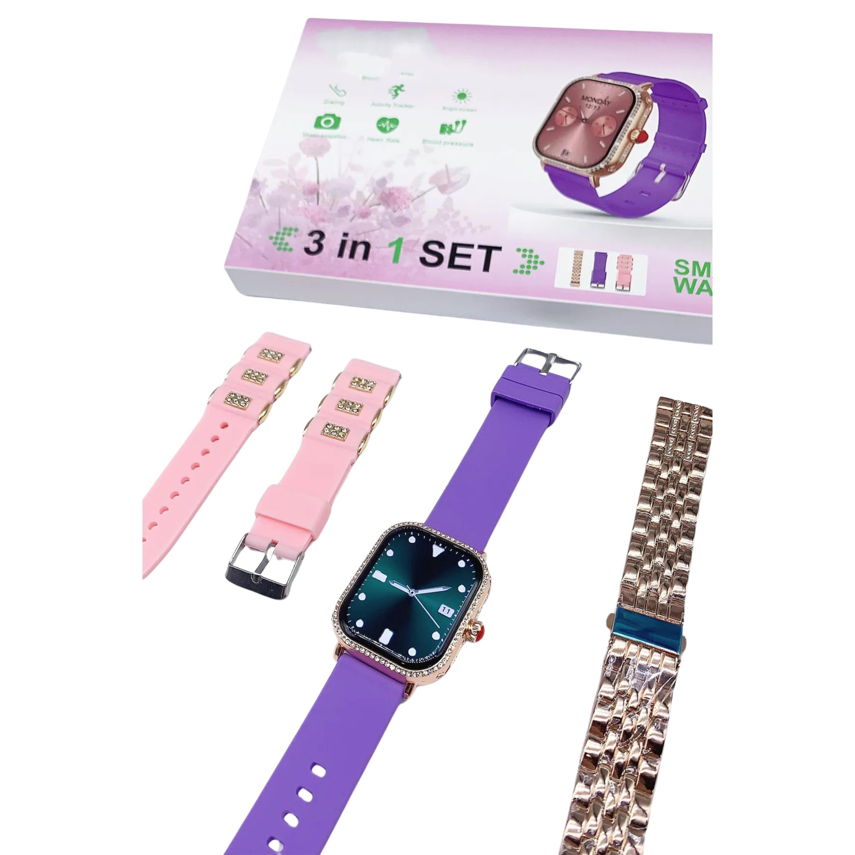 G10 Mini 3 In 1 Kadın Akıllı Saat 38mm 3 Kordonlu