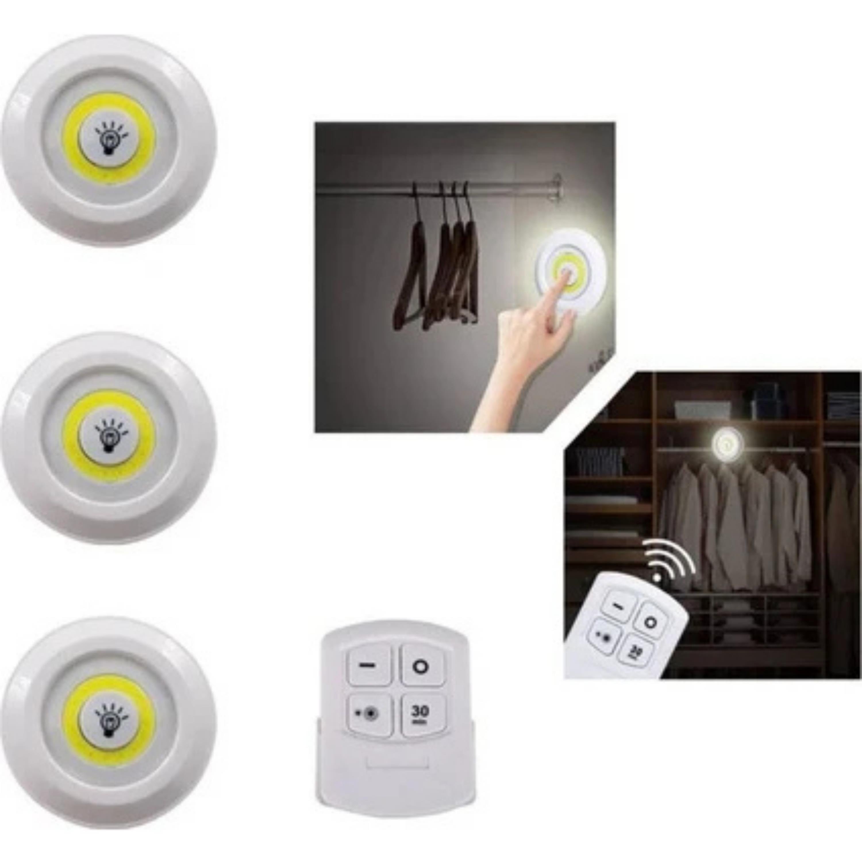 Yapışkanlı Uzaktan Kumandalı 3 Lü Led Spot Lamba Pilli