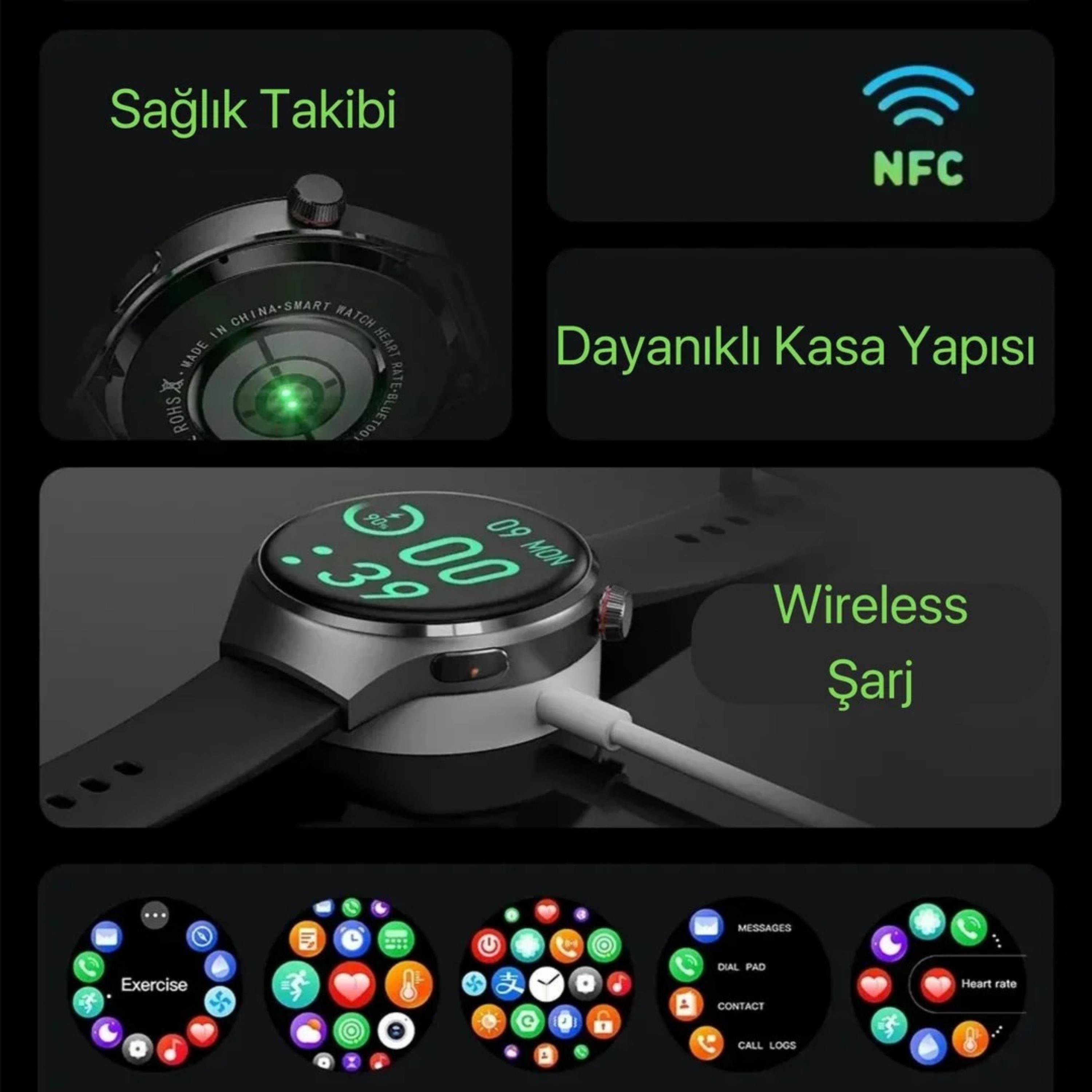 Gümüş Watch 4 Pro Suit 7 Kordonlu Akıllı Saat