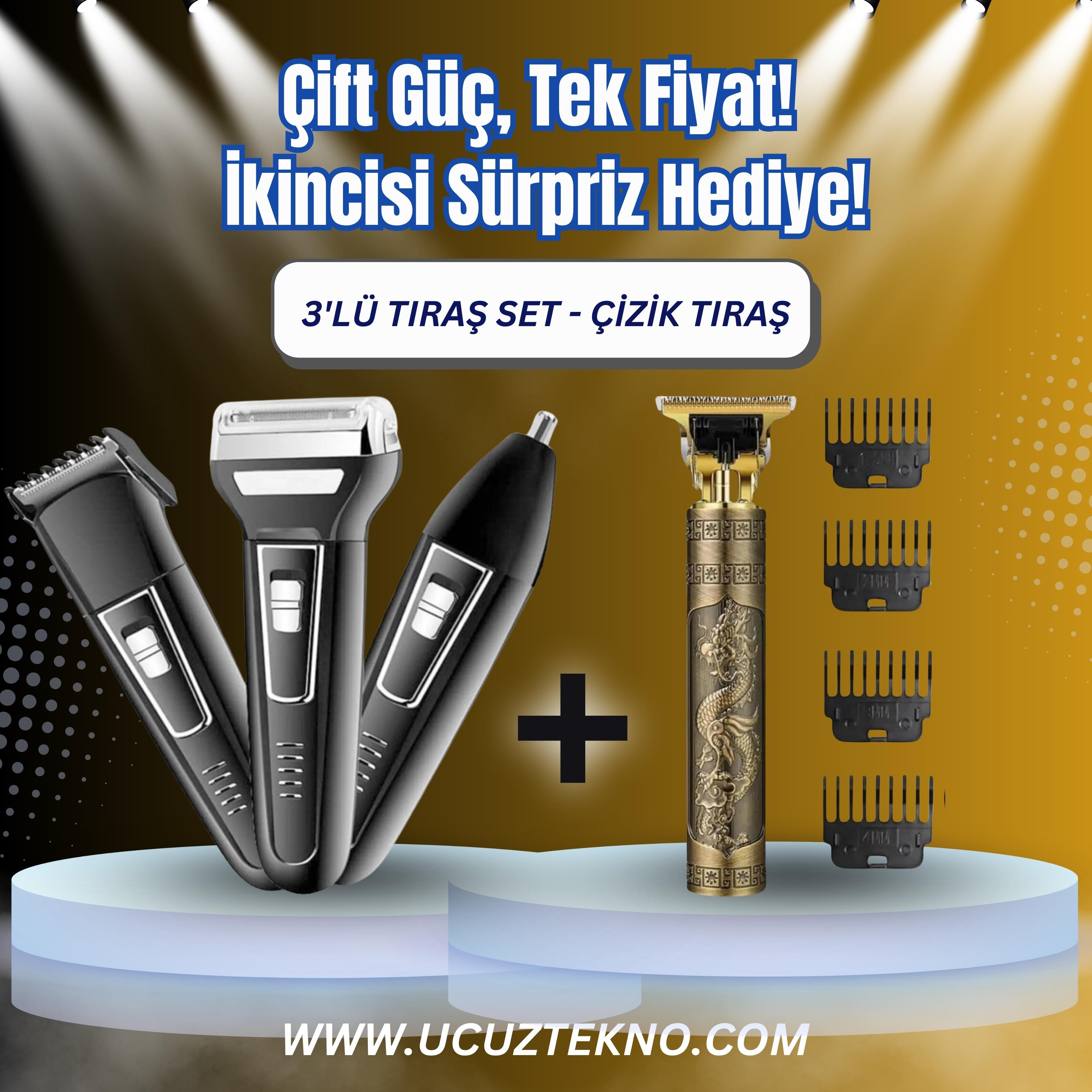 Insua 3In1 3 Başlıklı Tıraş Makinesi Seti & Çizik Tıraş Makinesi Seti