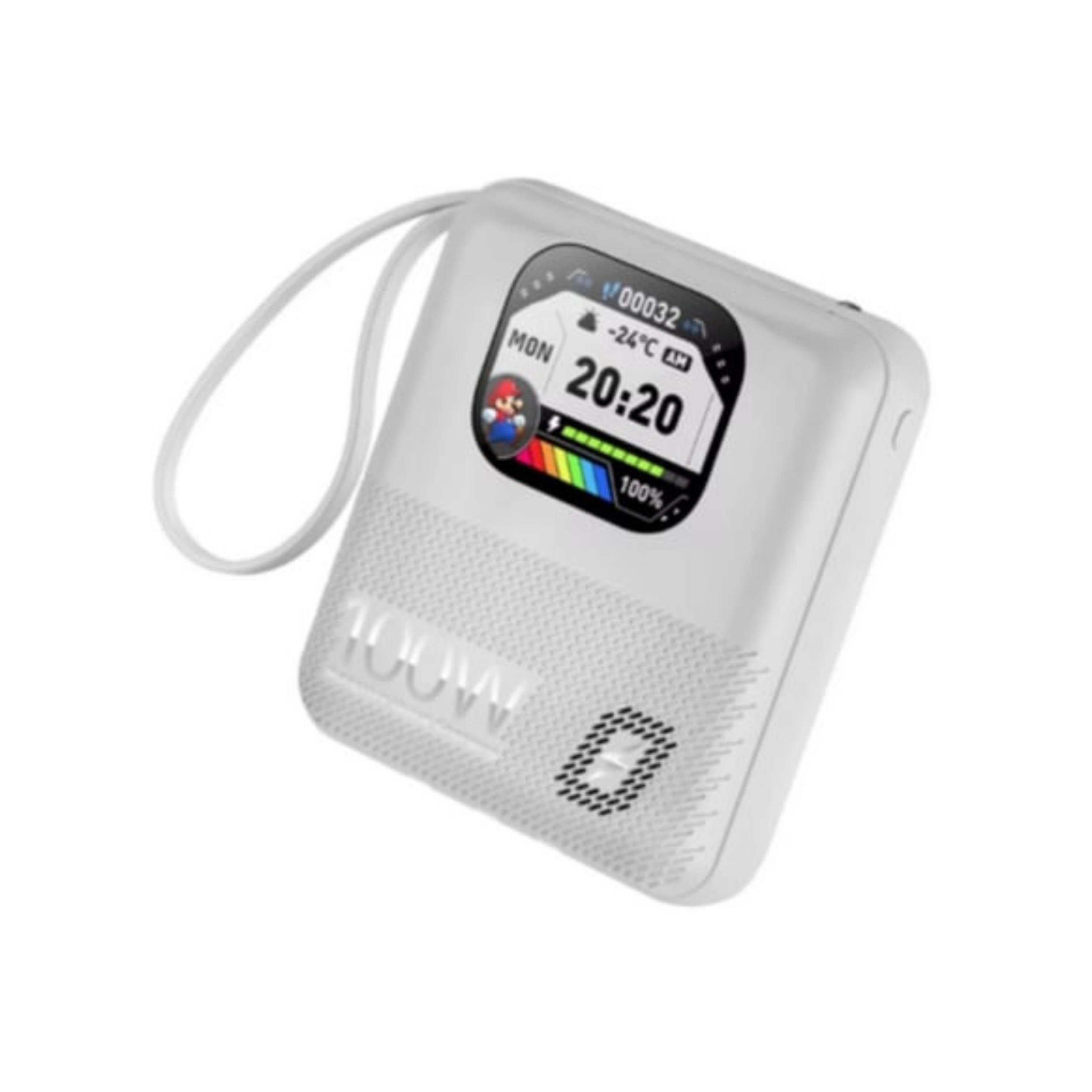 Beyaz M2 Smart Treasure 10.000 Mah Dijital Göstergeli 4 Çıkışlı Akıllı Powerbank