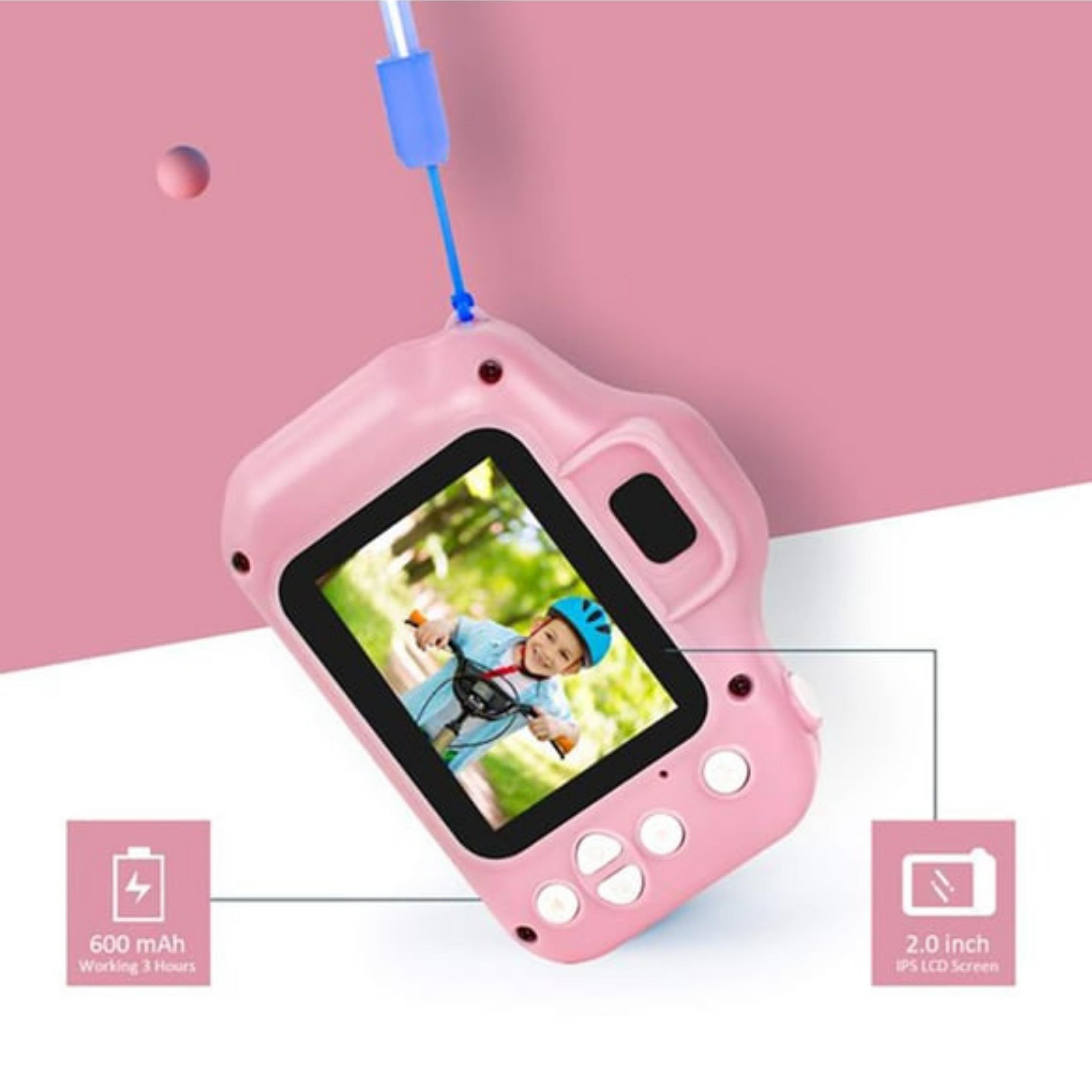 Pembe X200 Çocuklar İçin Hafıza Kartlı Mini Fotoğraf Makinesi