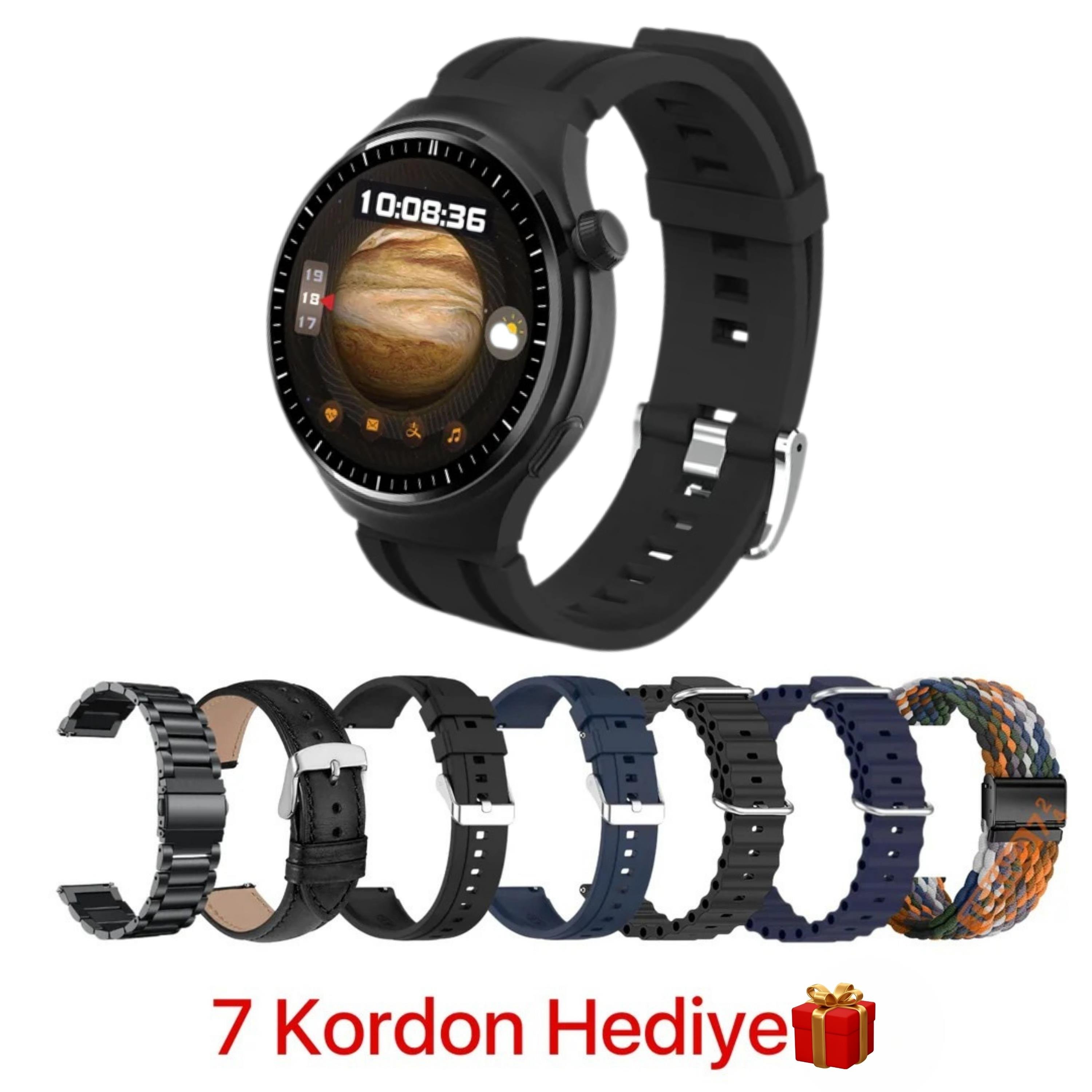 Siyah Watch 4 Pro Suit 7 Kordonlu Akıllı Saat