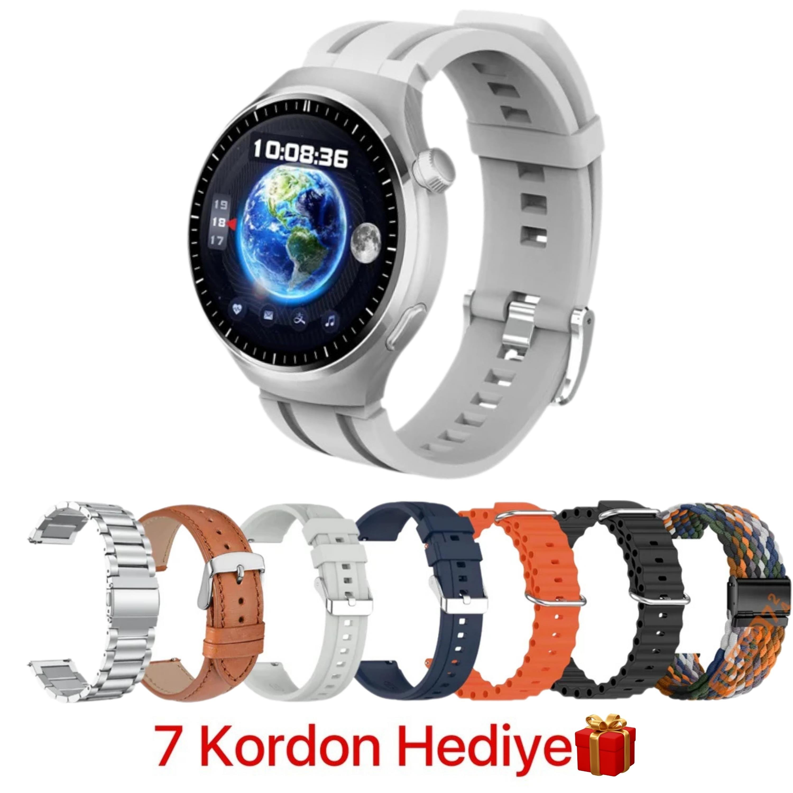 Gümüş Watch 4 Pro Suit 7 Kordonlu Akıllı Saat
