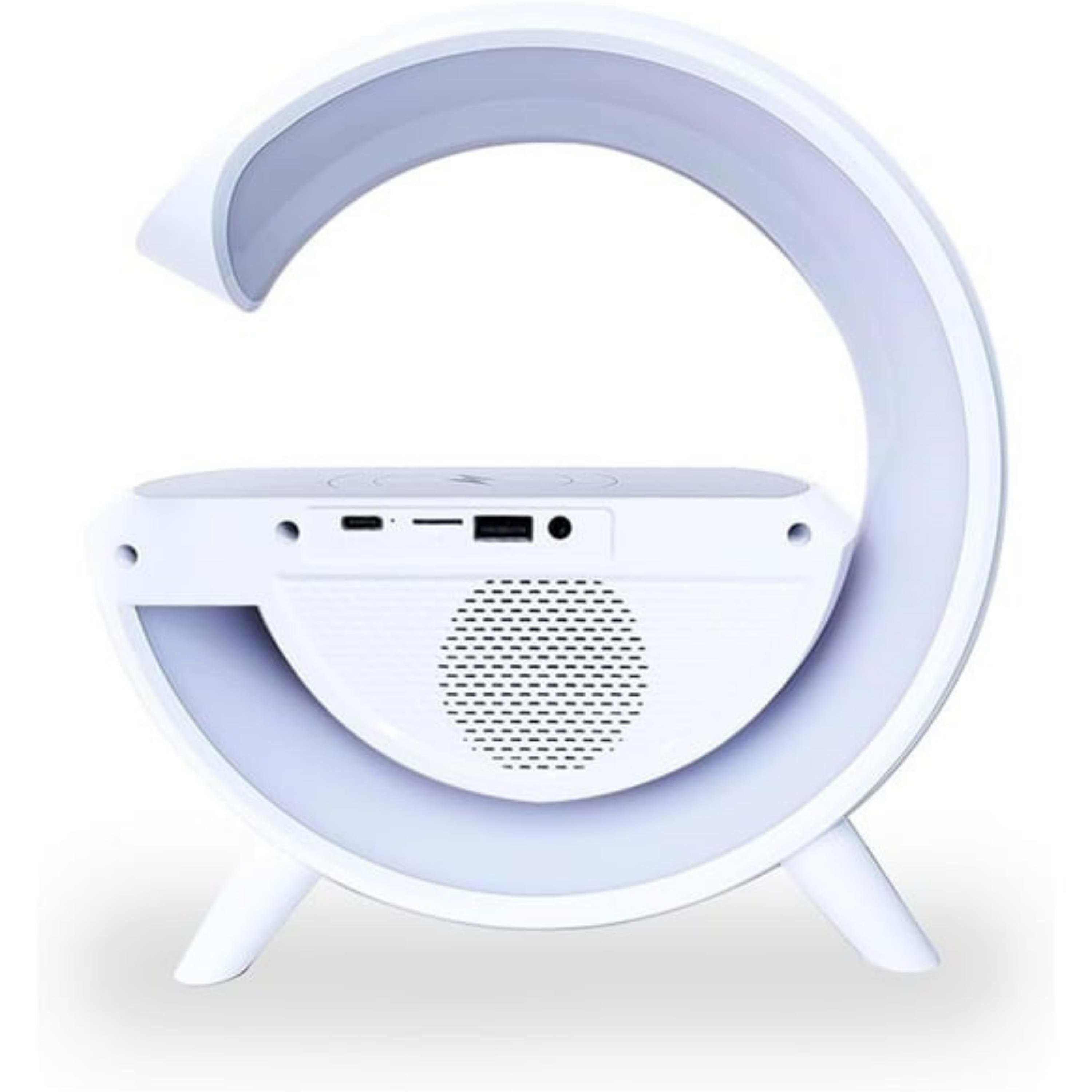 G-Tasarımlı RGB Kablosuz Şarj Özellikli Dijital Saatli Bluetooth Hoparlör Gece Lambası
