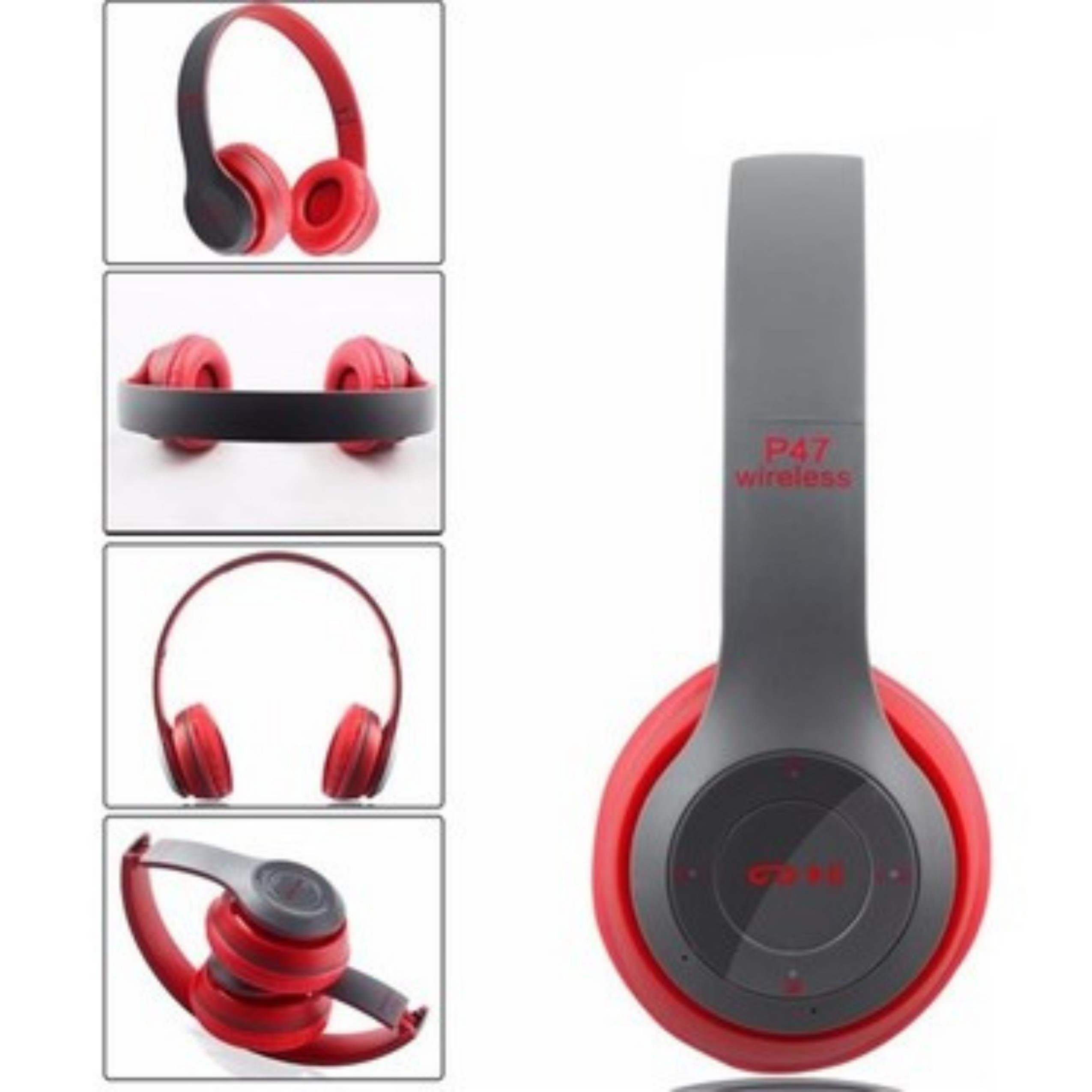 P47 Kırmızı Kulak Üstü Kablosuz Bluetooth Kulaklık