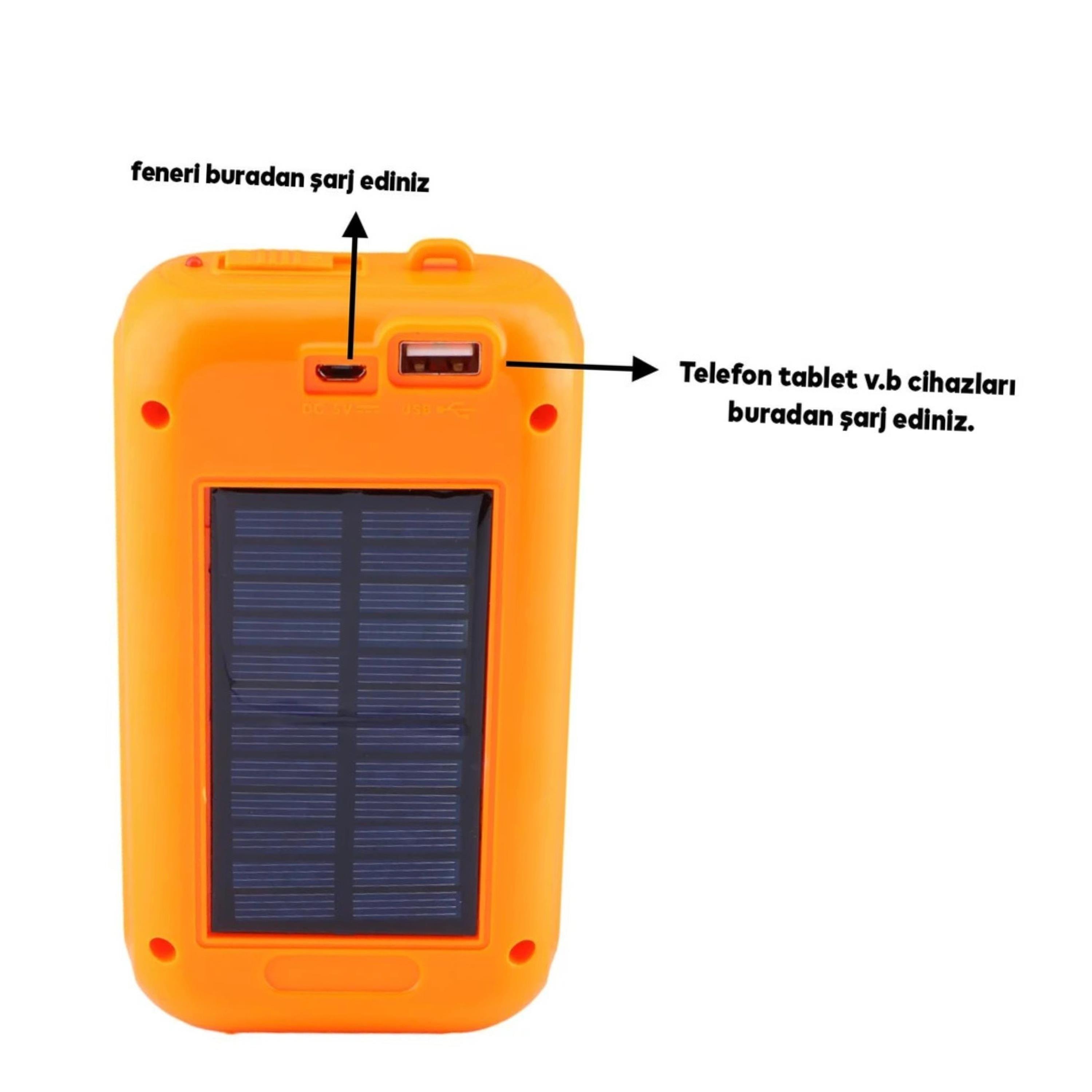 GS-875 Güneş Enerjili Taşınabilir Powerbank Ve Fener 32 Led Işıklı Kamp Lambası