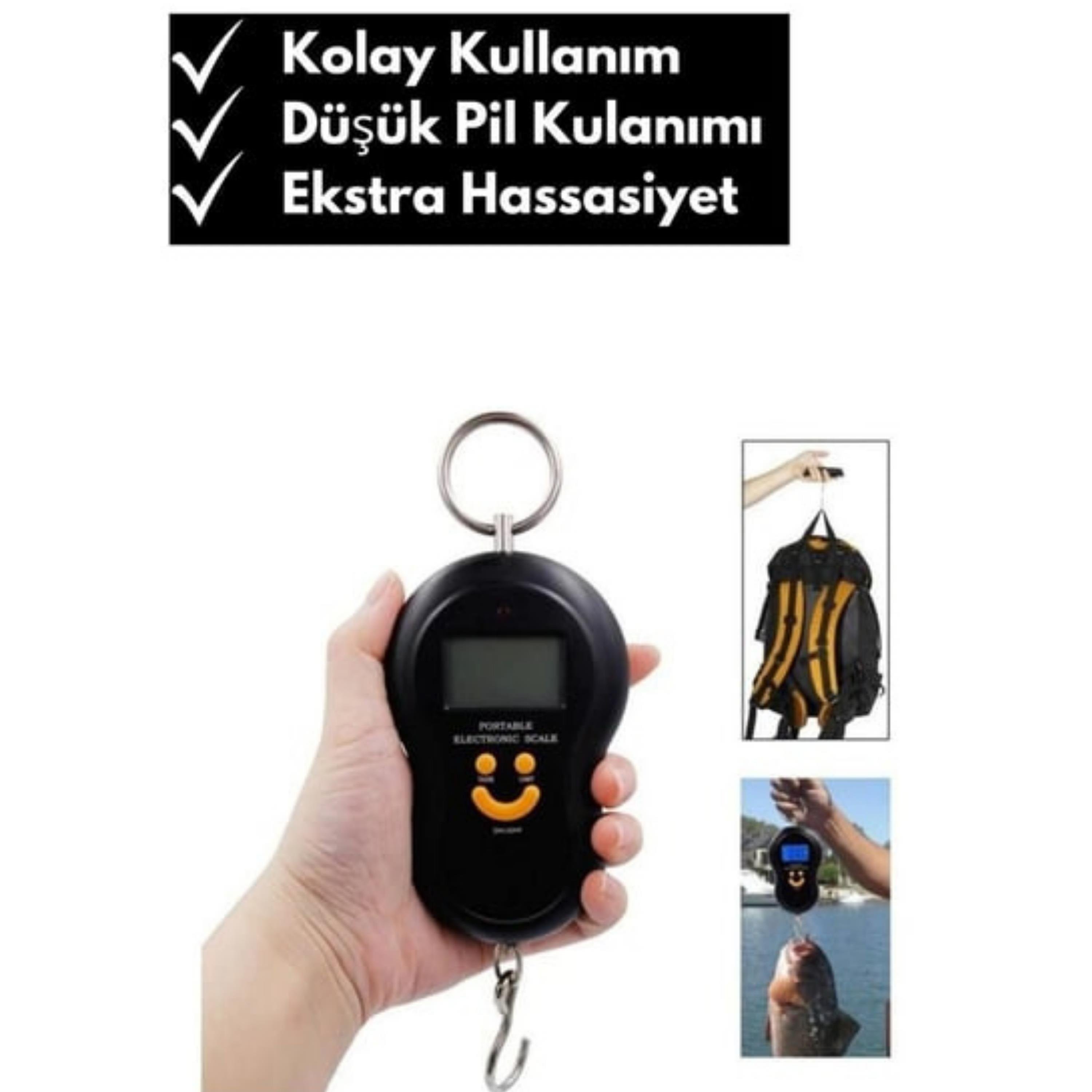 Siyah Elektronik Dijital El Kantarı Taşınabilir Gülücüklü Hassas Tartı Mutfak Terazisi