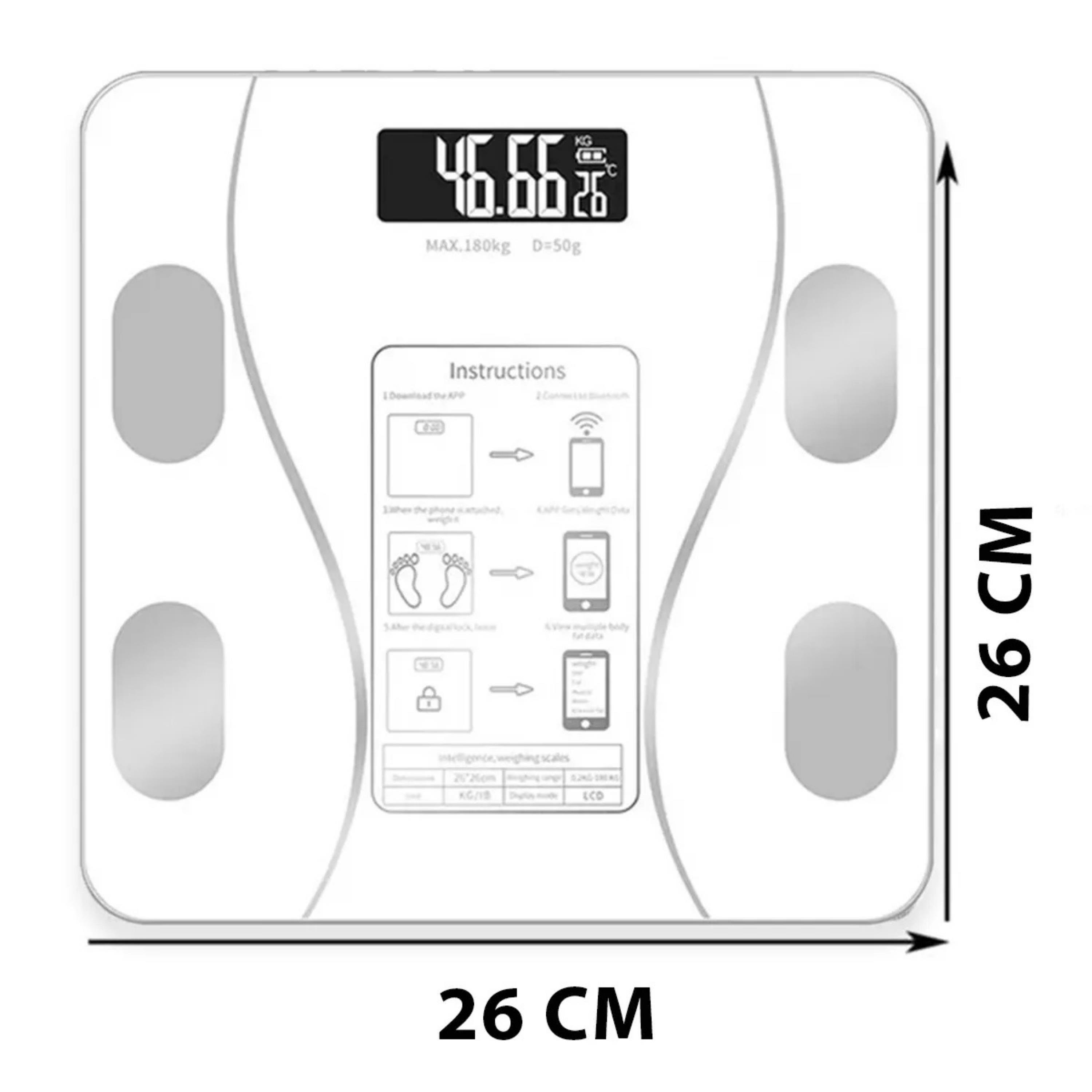 Beyaz TF-1072 Dijital Baskül Tartı Bluetoothlu Kilo Yağ Su Ölçüm Cihazı Akıllı Terazi