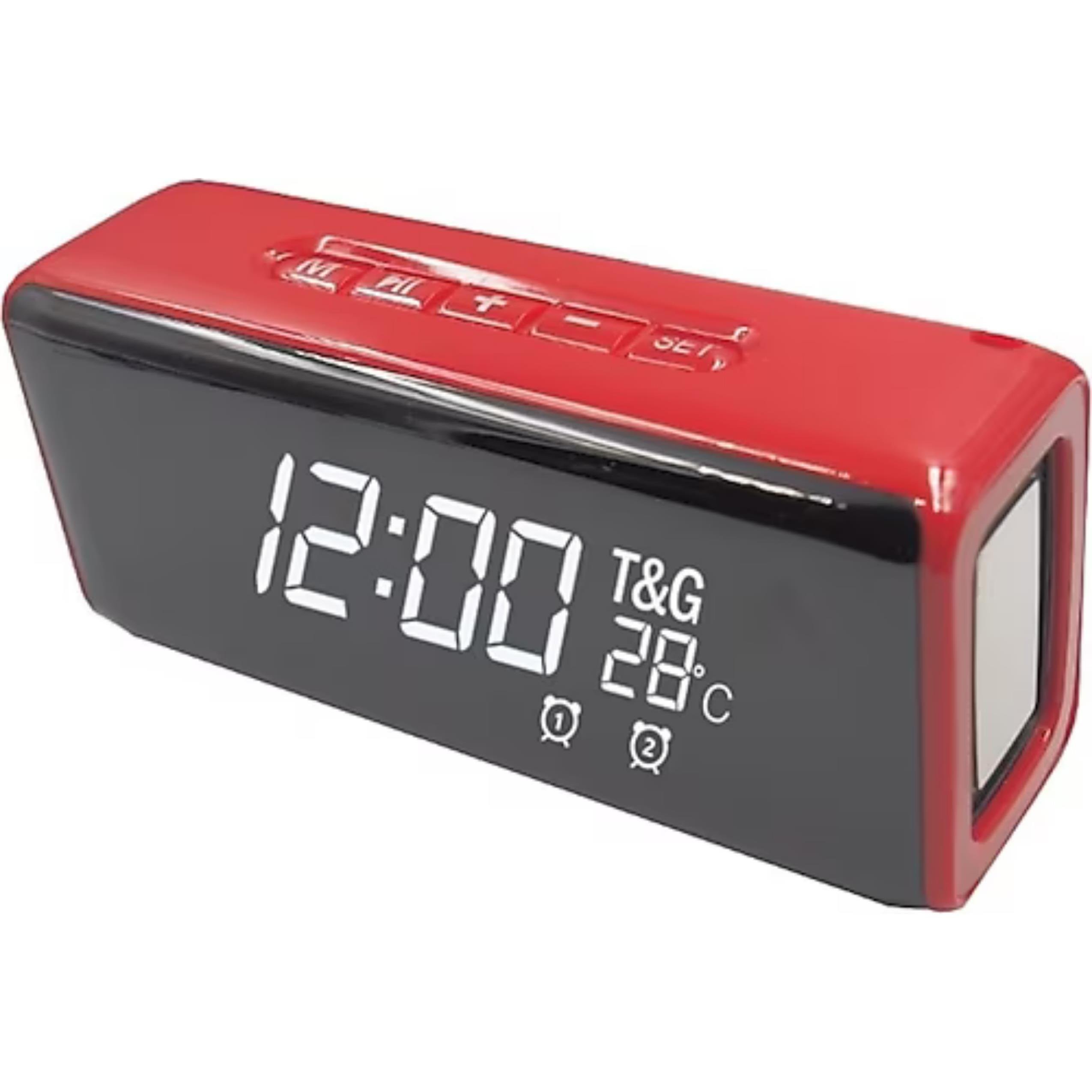Kırmızı TG 174 Dijital Göstergeli Speaker Alarmlı Bluetooth Hoparlör Masa Saati