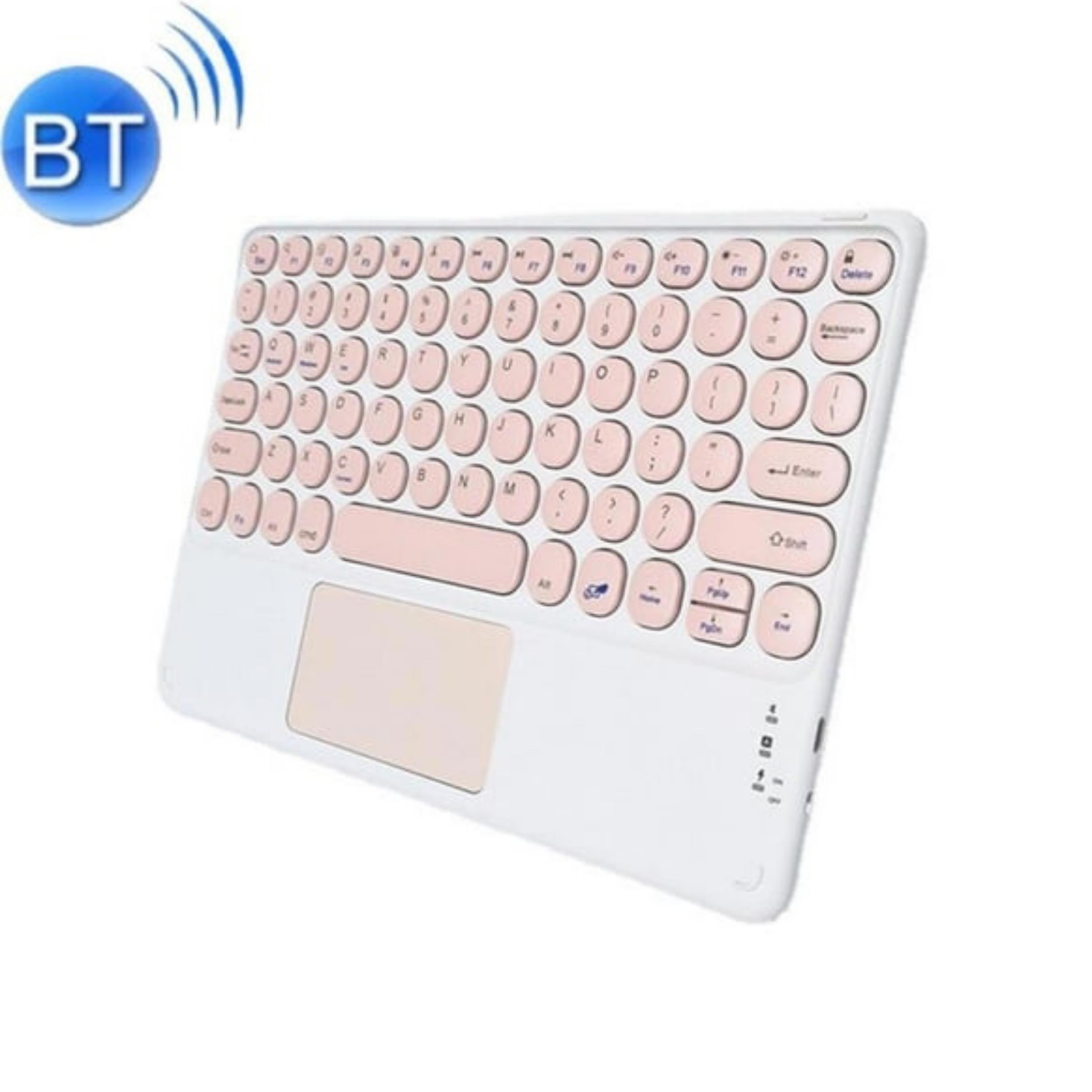 Pembe Yuvarlak Tuşlu Bluetooth Kablosuz Klavye