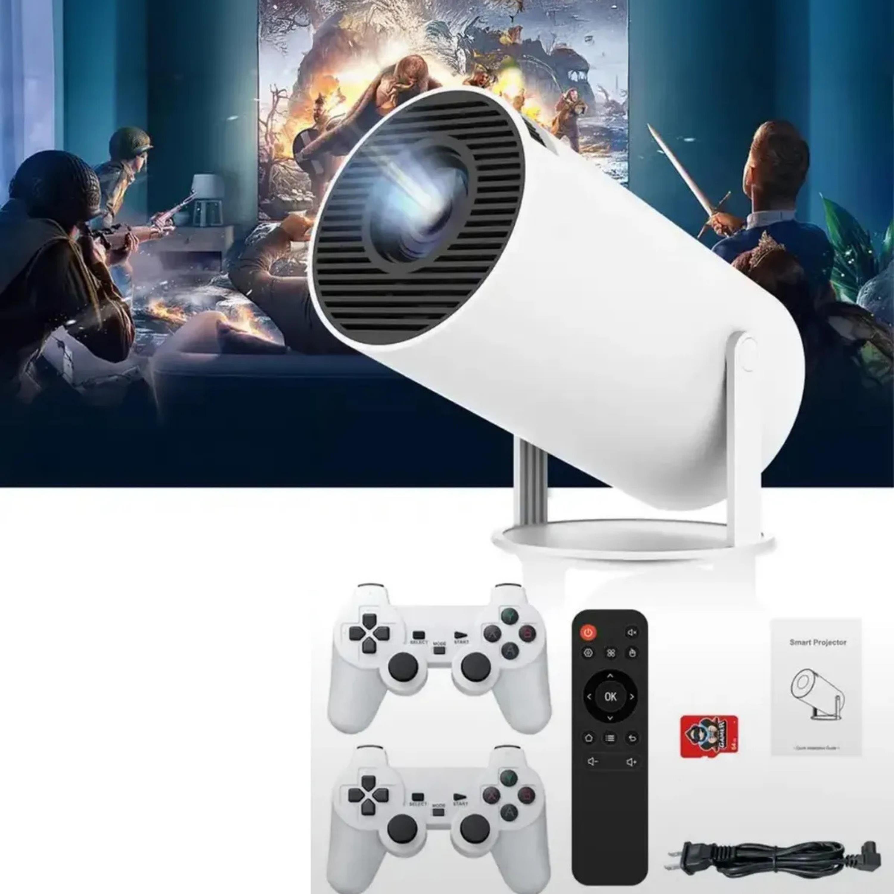 Beyaz MX 300 Android Boru Projektör Cihazı Taşınabilir Ayaklı Çift Kollu Video Oyun Konsolu Sinema Projeksiyon Cihazı