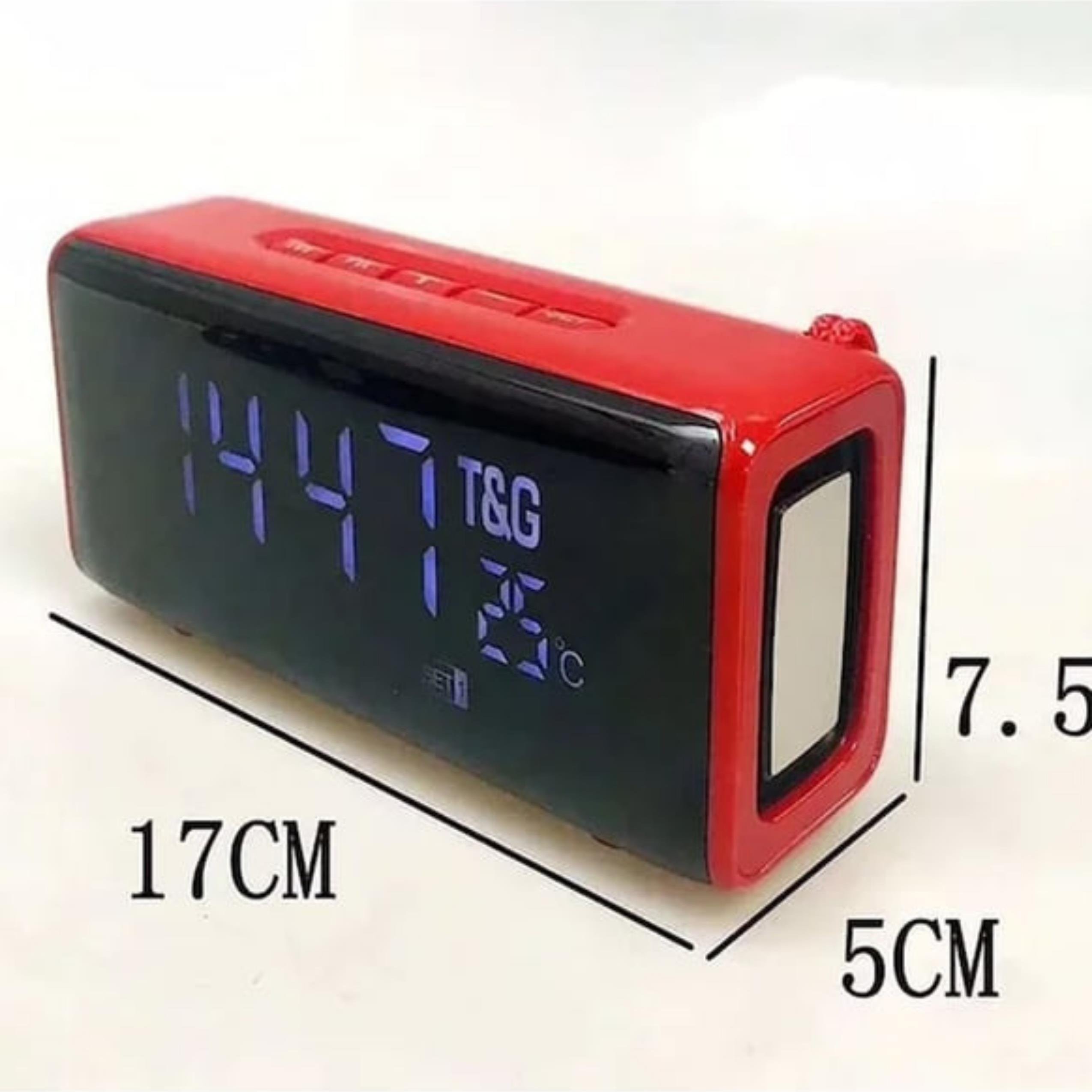 Kırmızı TG 174 Dijital Göstergeli Speaker Alarmlı Bluetooth Hoparlör Masa Saati