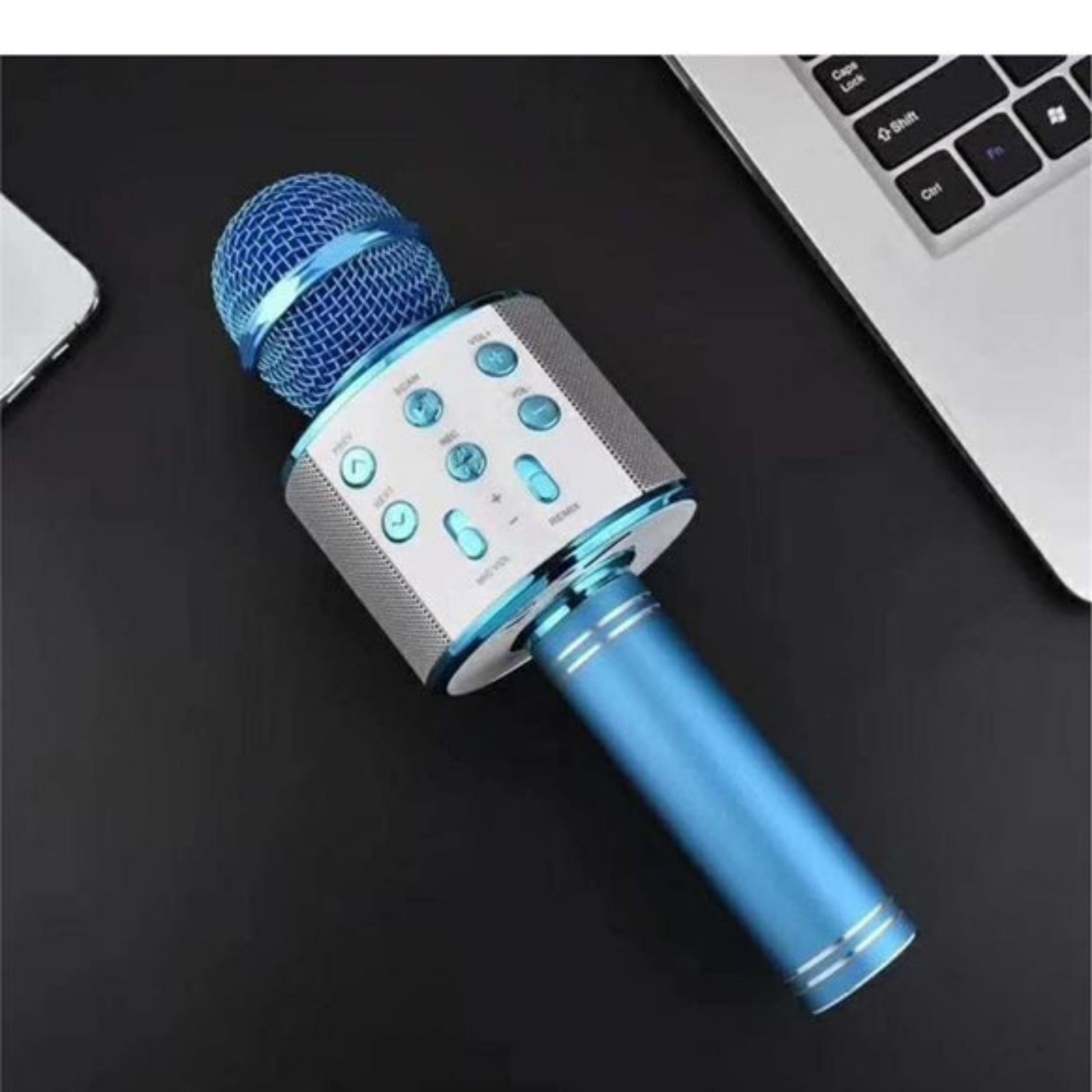 Mavi Bluetooth Bağlantılı Karaoke Mi̇krofon