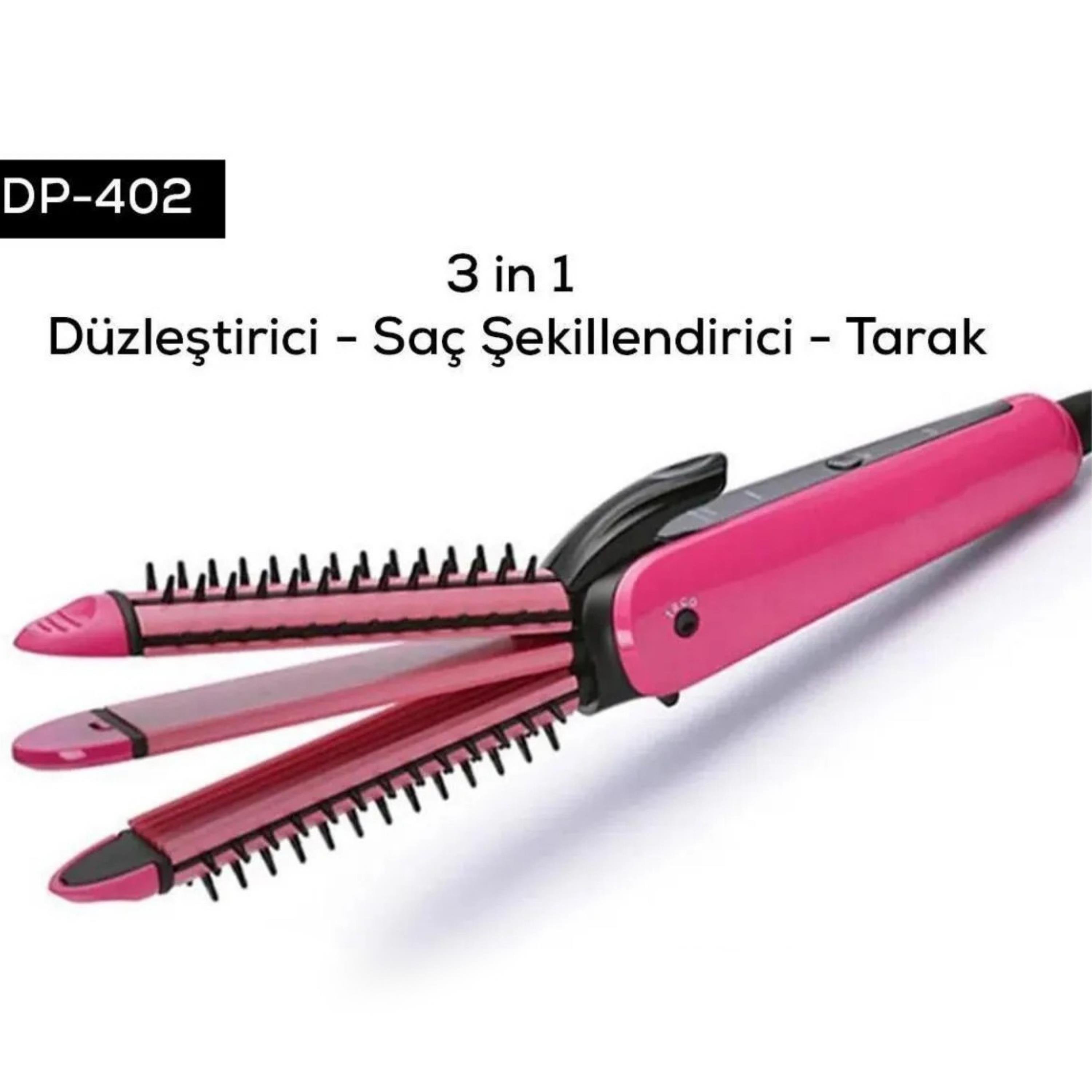 DP-402 Rulo Taraklı Maşa 3'Ü Bir Arada Saç Şekillendirici (Düzleştirici - Tost Model -  Tarak)
